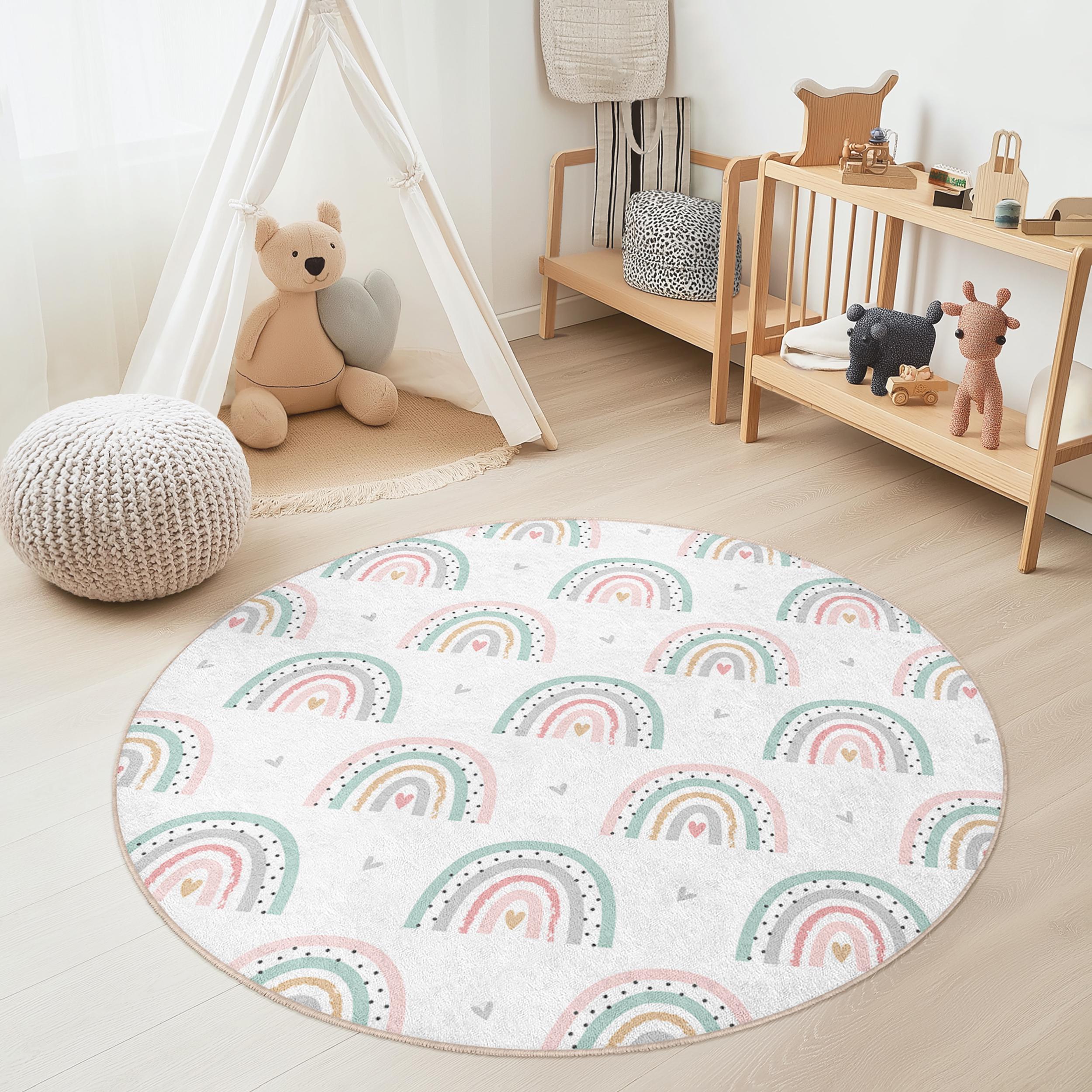 Regenbogen Kinderspielteppich Mehrfarbig Ø150cm