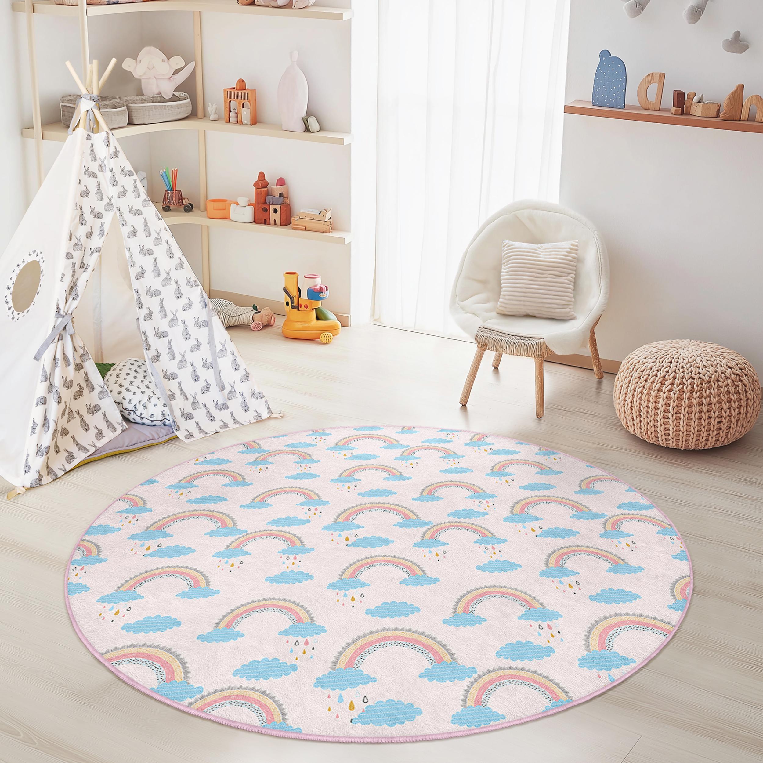 Rainbow clouds children's play mat Multicolor Ø180cm
