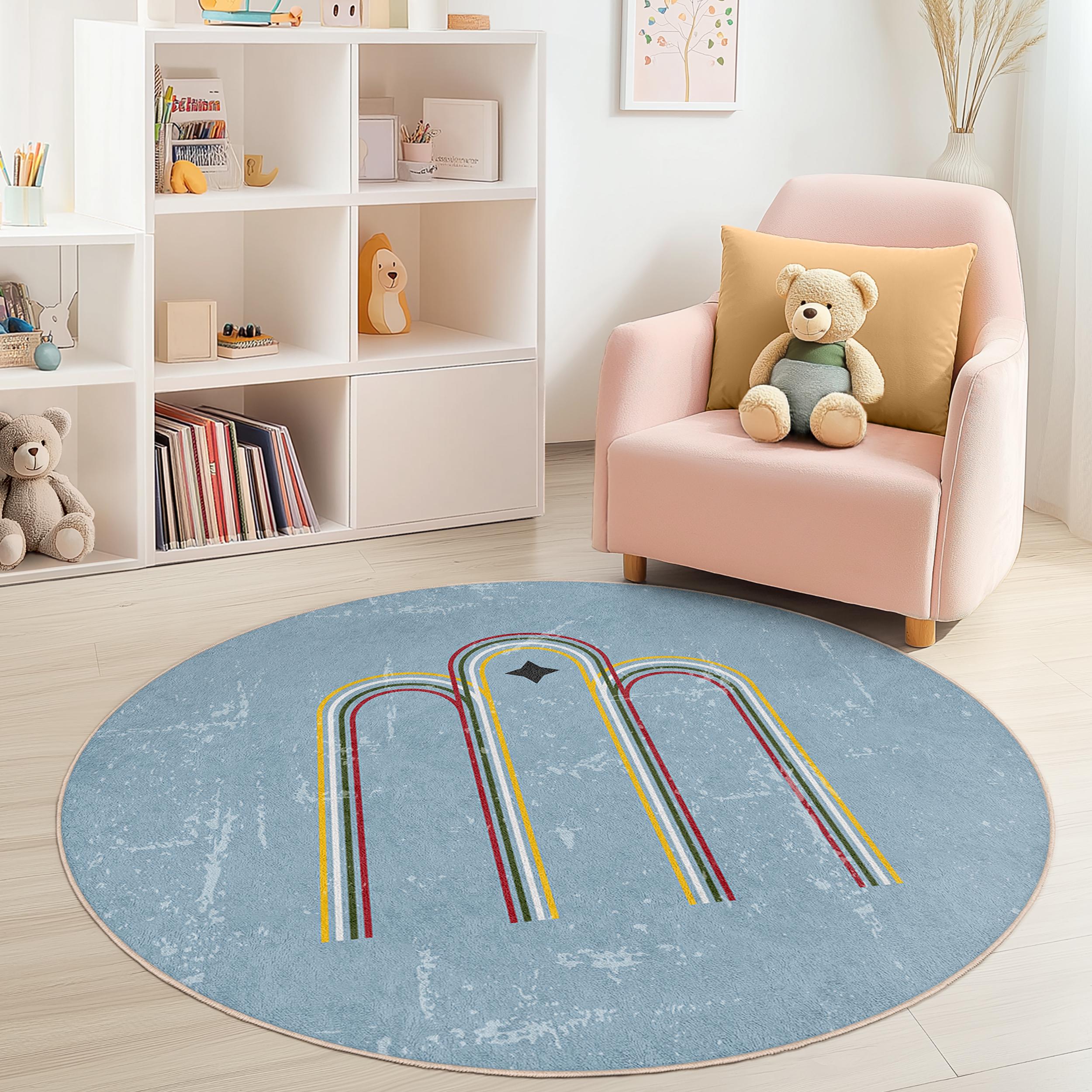 Regenbogen Kinderspielteppich Mehrfarbig Ø120cm