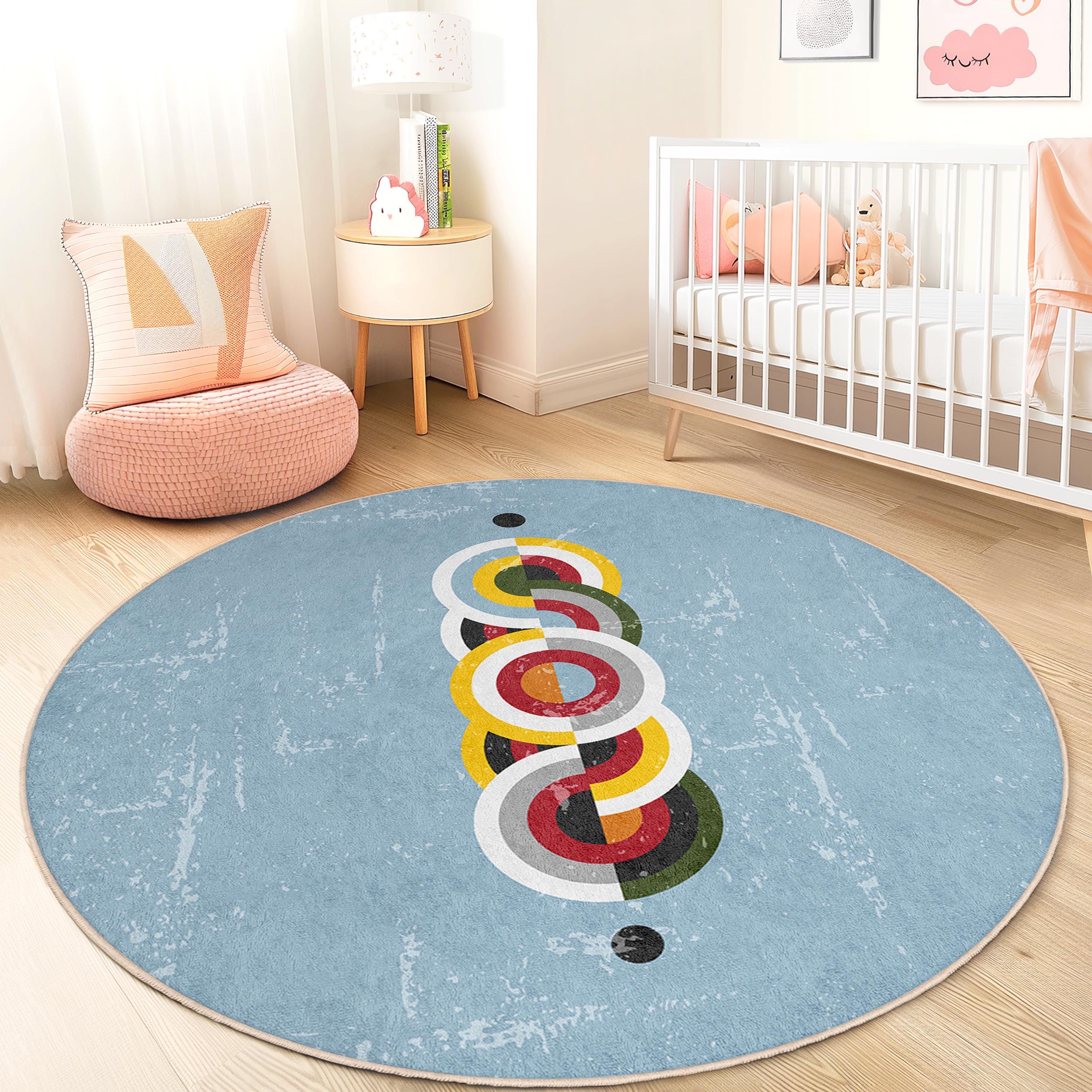 Abstract circle design children's rug Multicolor Ø180cm