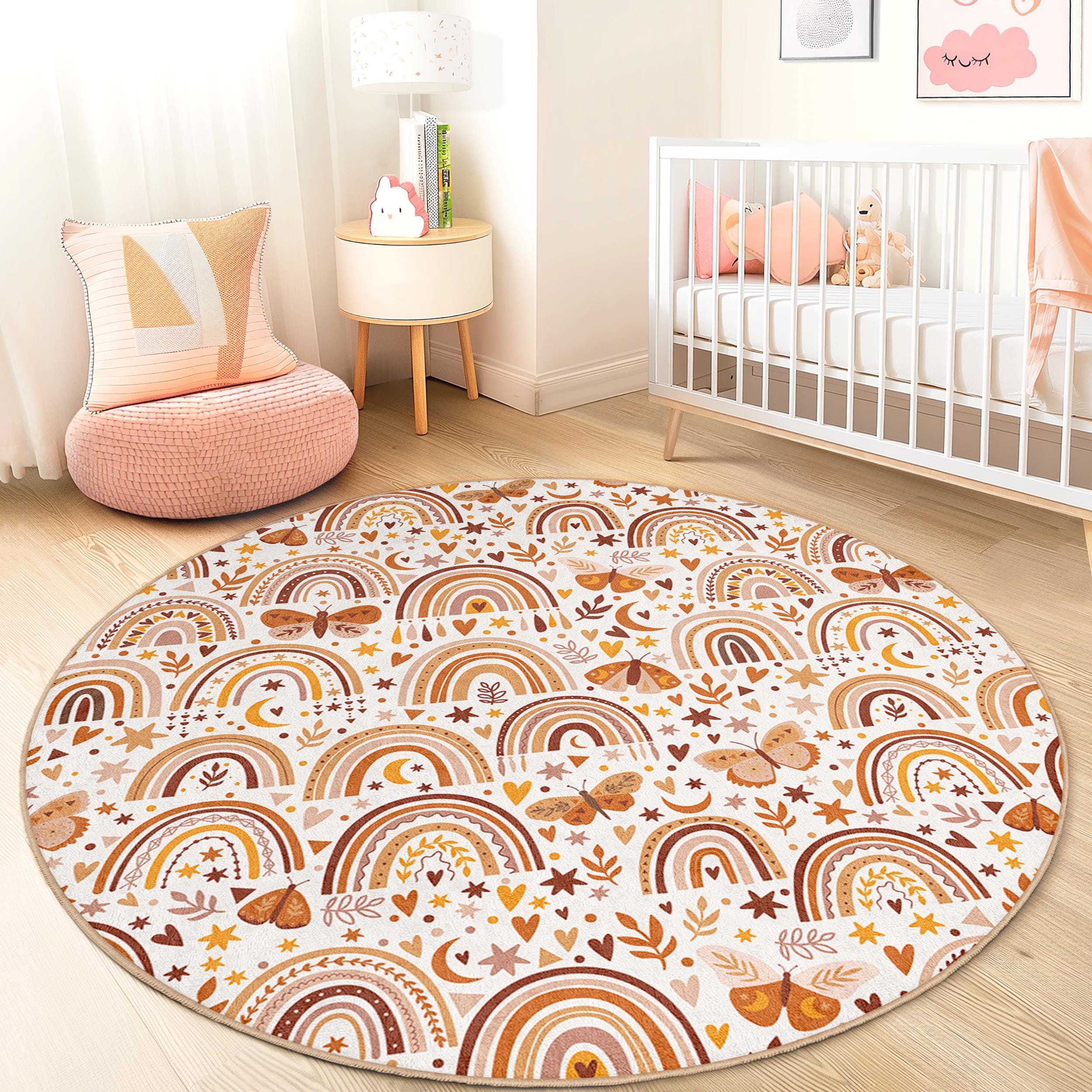 Schmetterlings-Kinderteppich Mehrfarbig Ø180cm