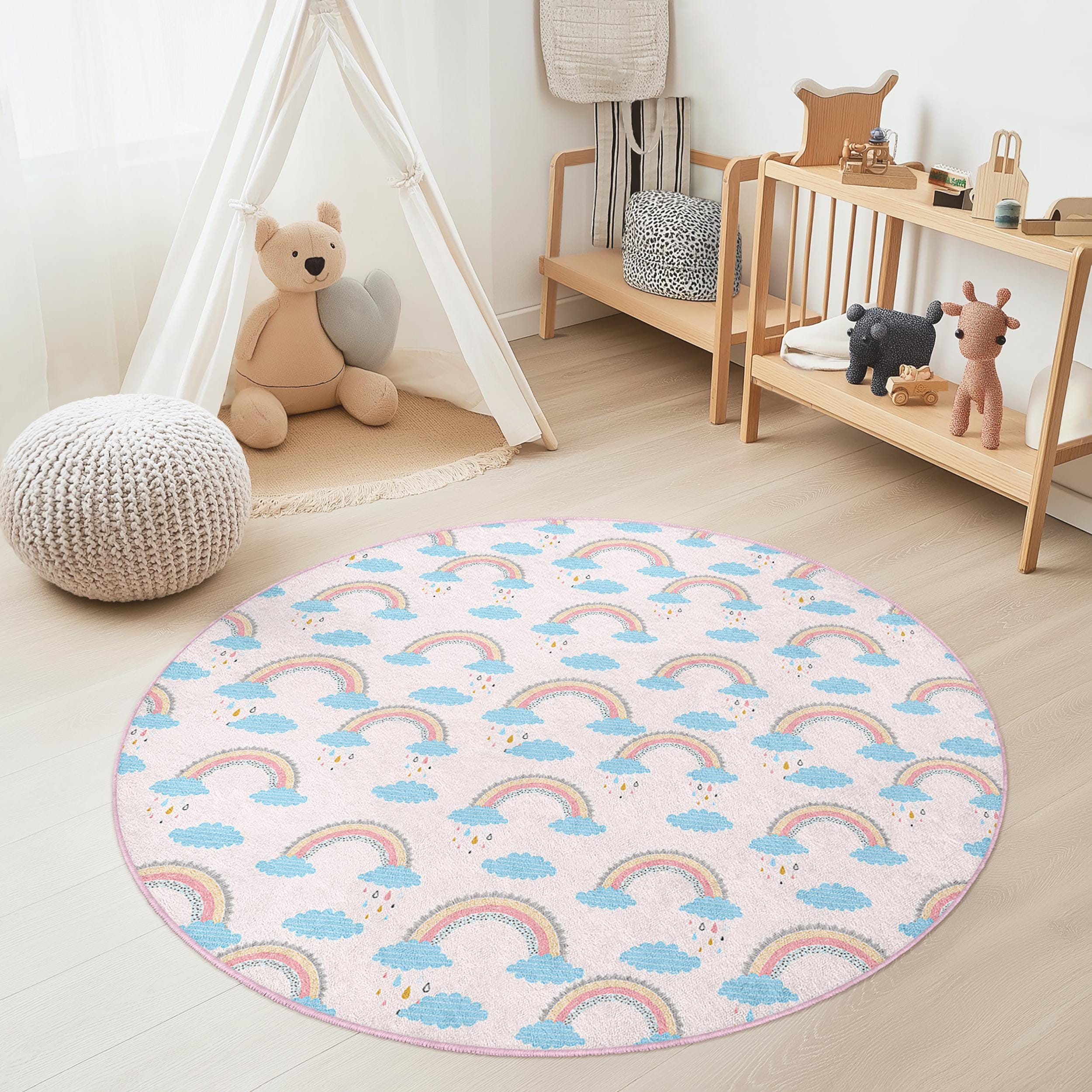 Tappeto per bambini Nuvole arcobaleno Multicolore Ø150cm