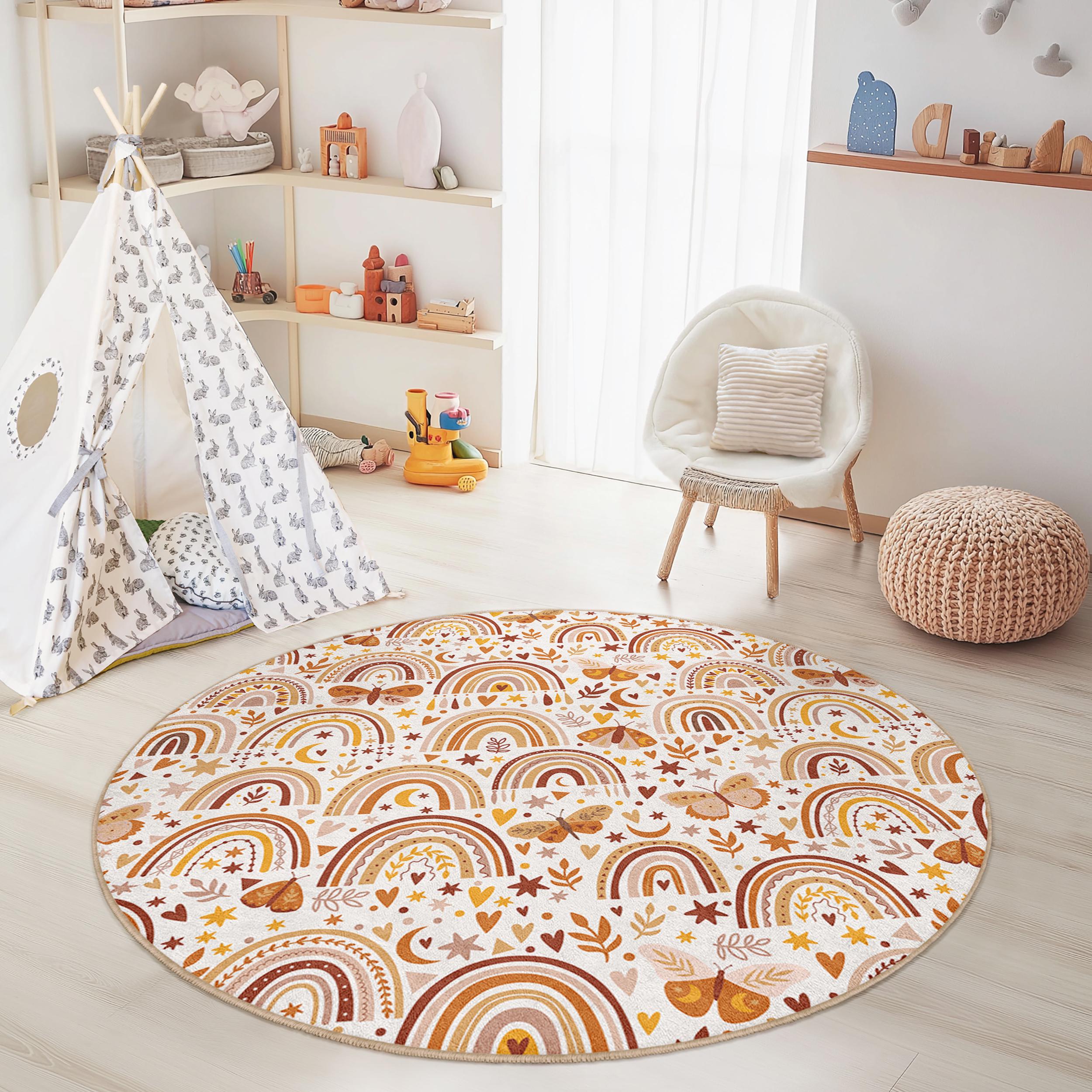 Schmetterlings-Kinderteppich Mehrfarbig Ø150cm