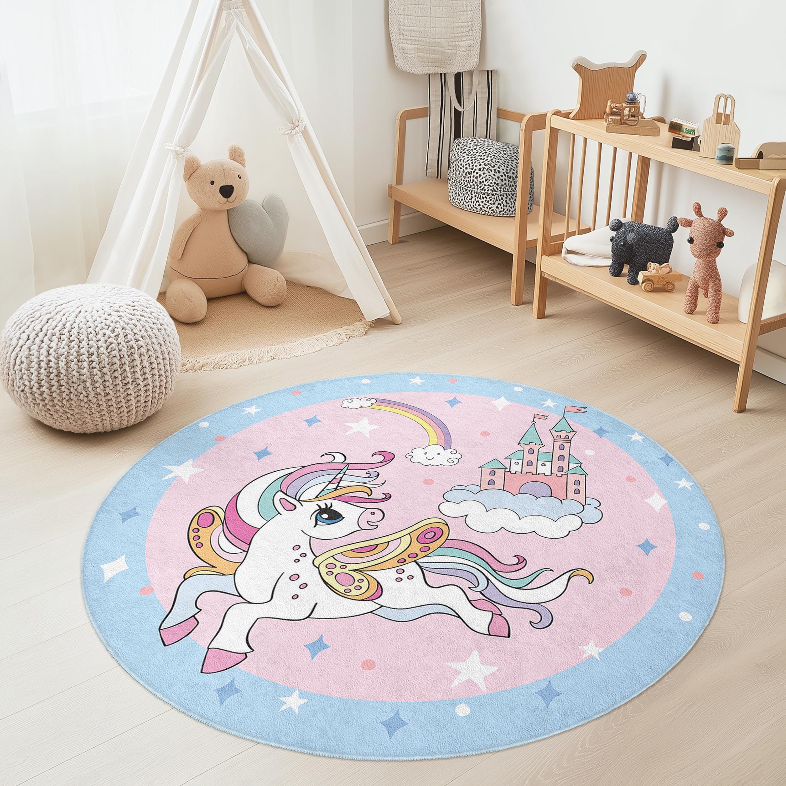 Unicorn-Children's-Rug Multicolored Ø120cm