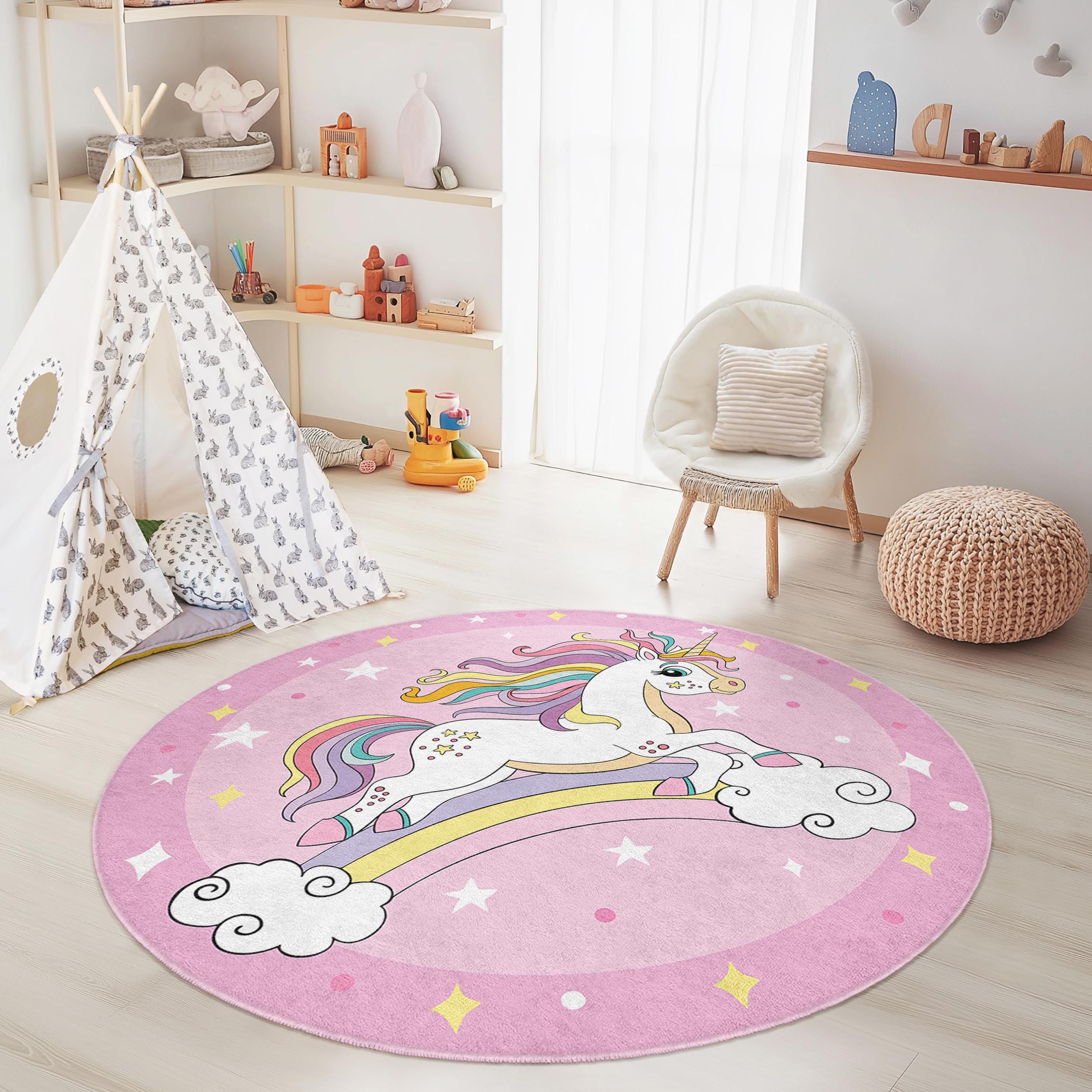 Unicorn children's rug Multicolored Ø180cm