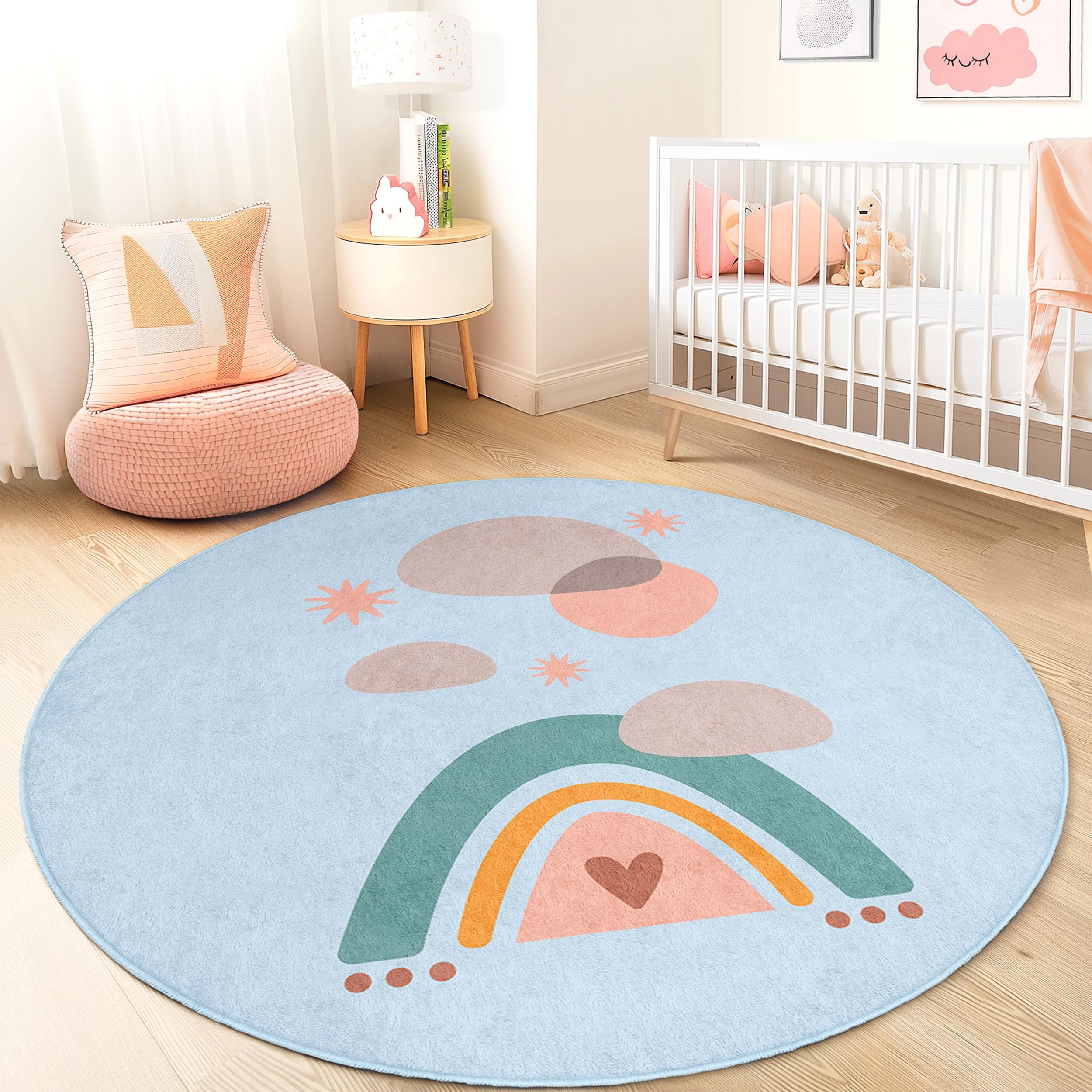 Regenbogen-Kinderteppich Mehrfarbig Ø120cm