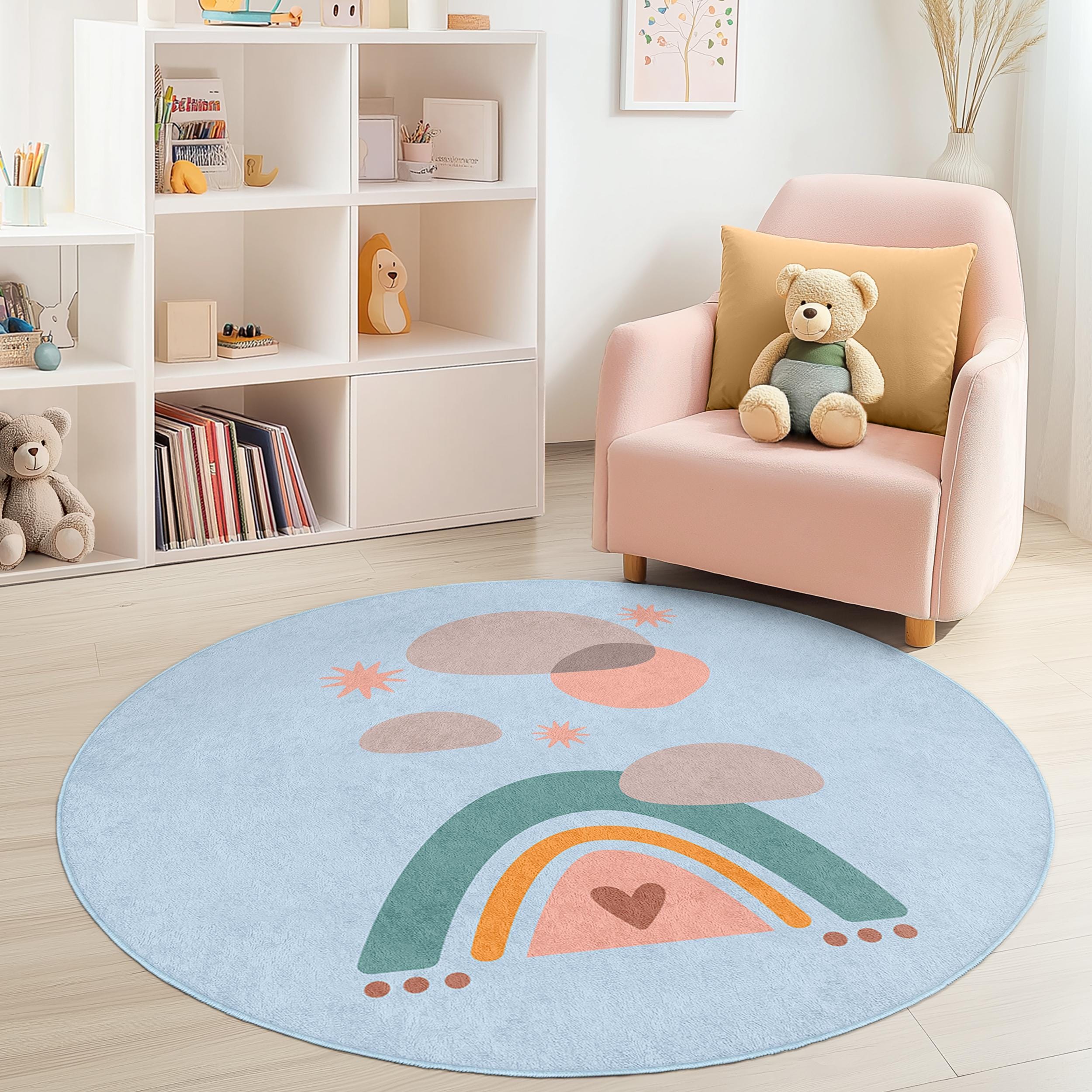 Regenbogen-Kinderteppich Mehrfarbig Ø120cm