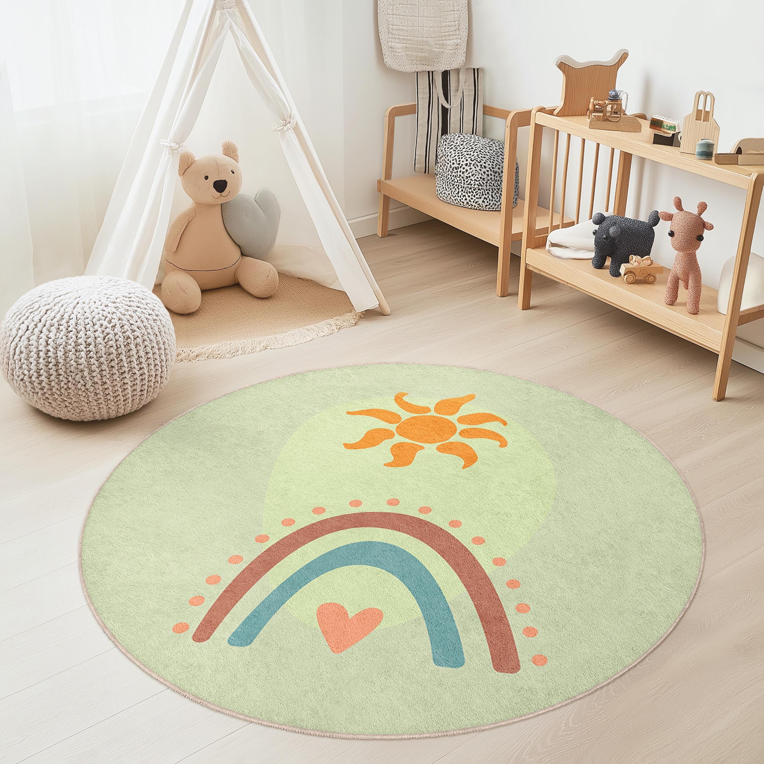 Sonnenstrahl Regenbogen Kinderteppich Mehrfarbig Ø180cm