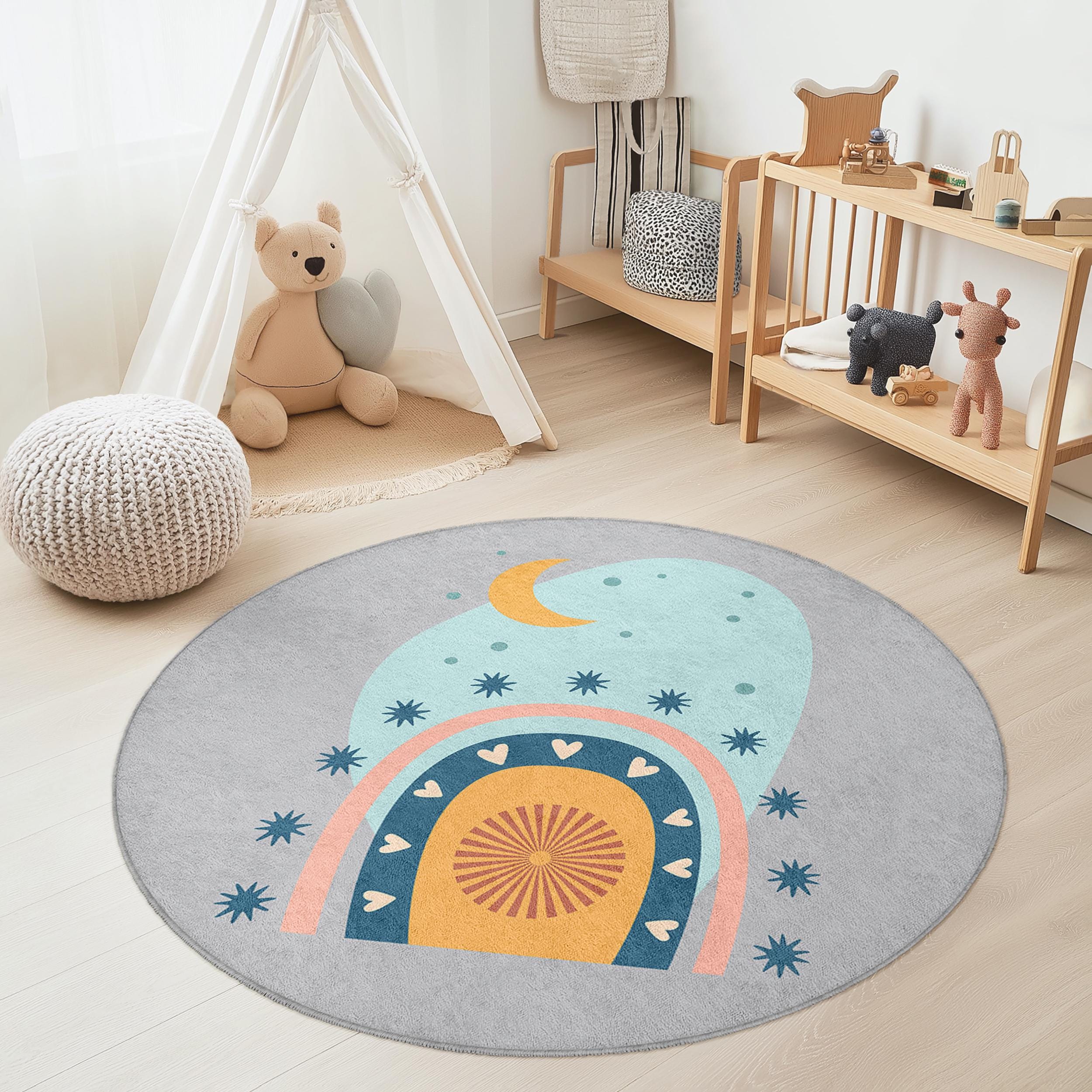 Regenbogen-Kinderteppich Mehrfarbig Ø150cm