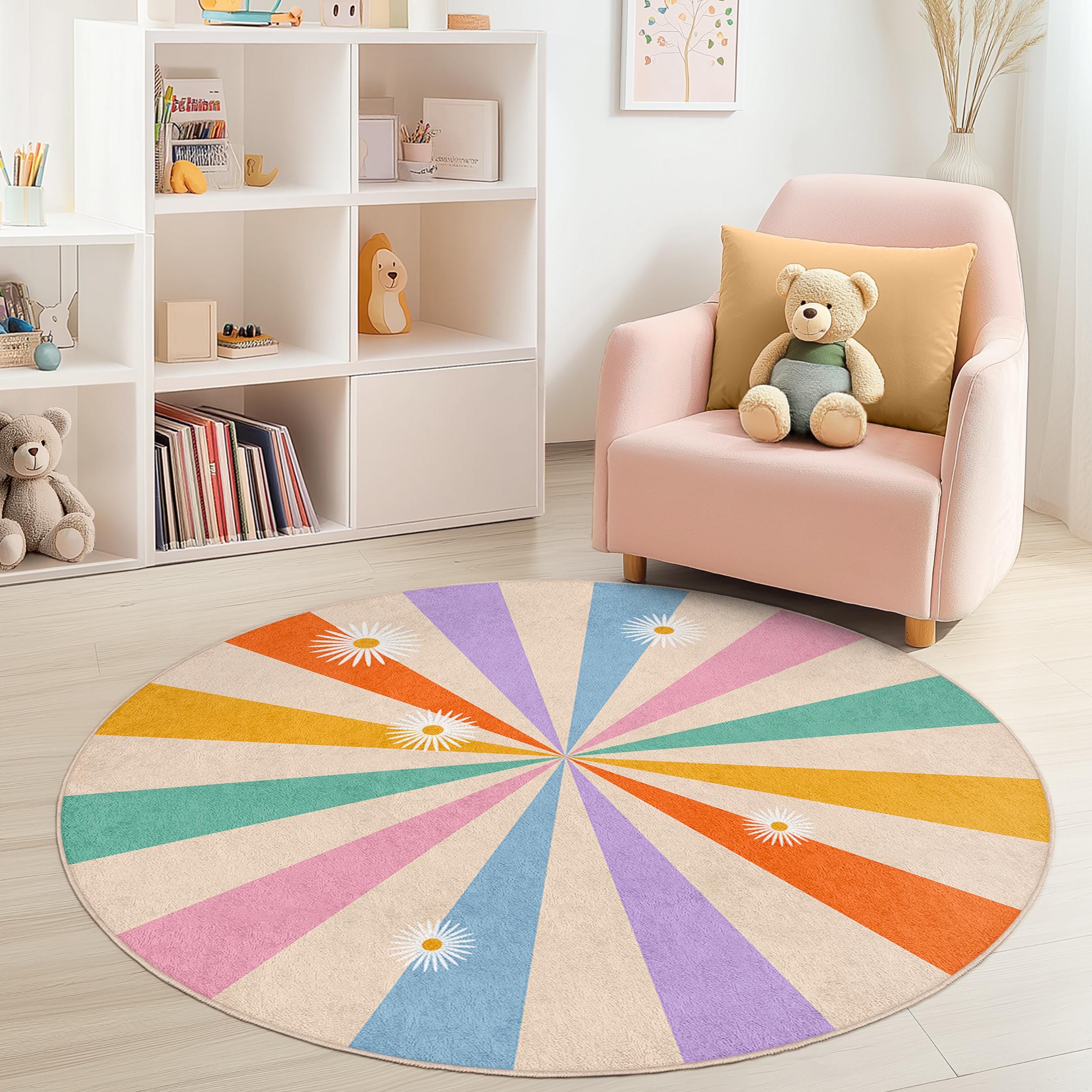 Colorful sunbeam children's rug Multicolored ⌀150cm