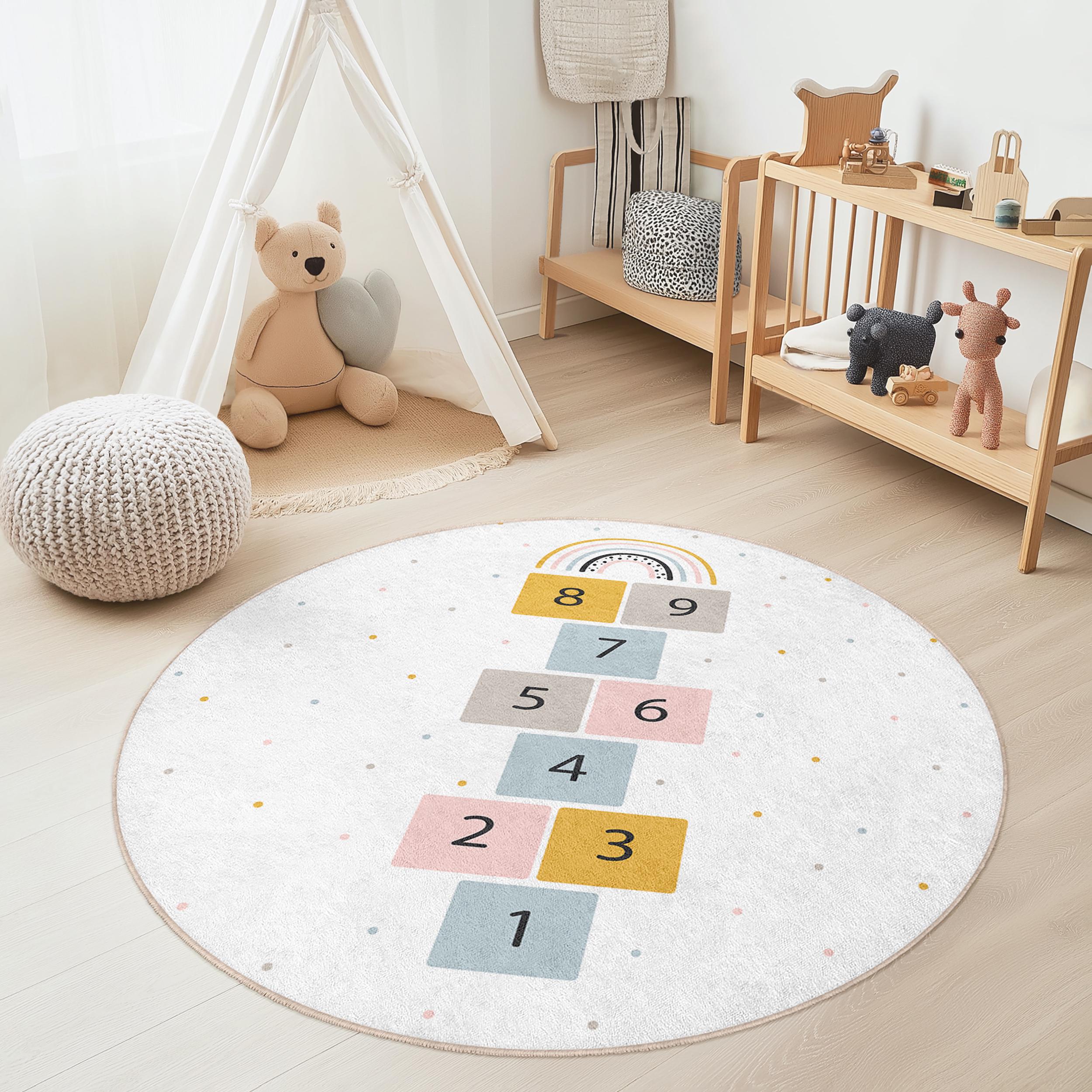 Hopscotch Regenbogen Kinderteppich Mehrfarbig ⌀150cm