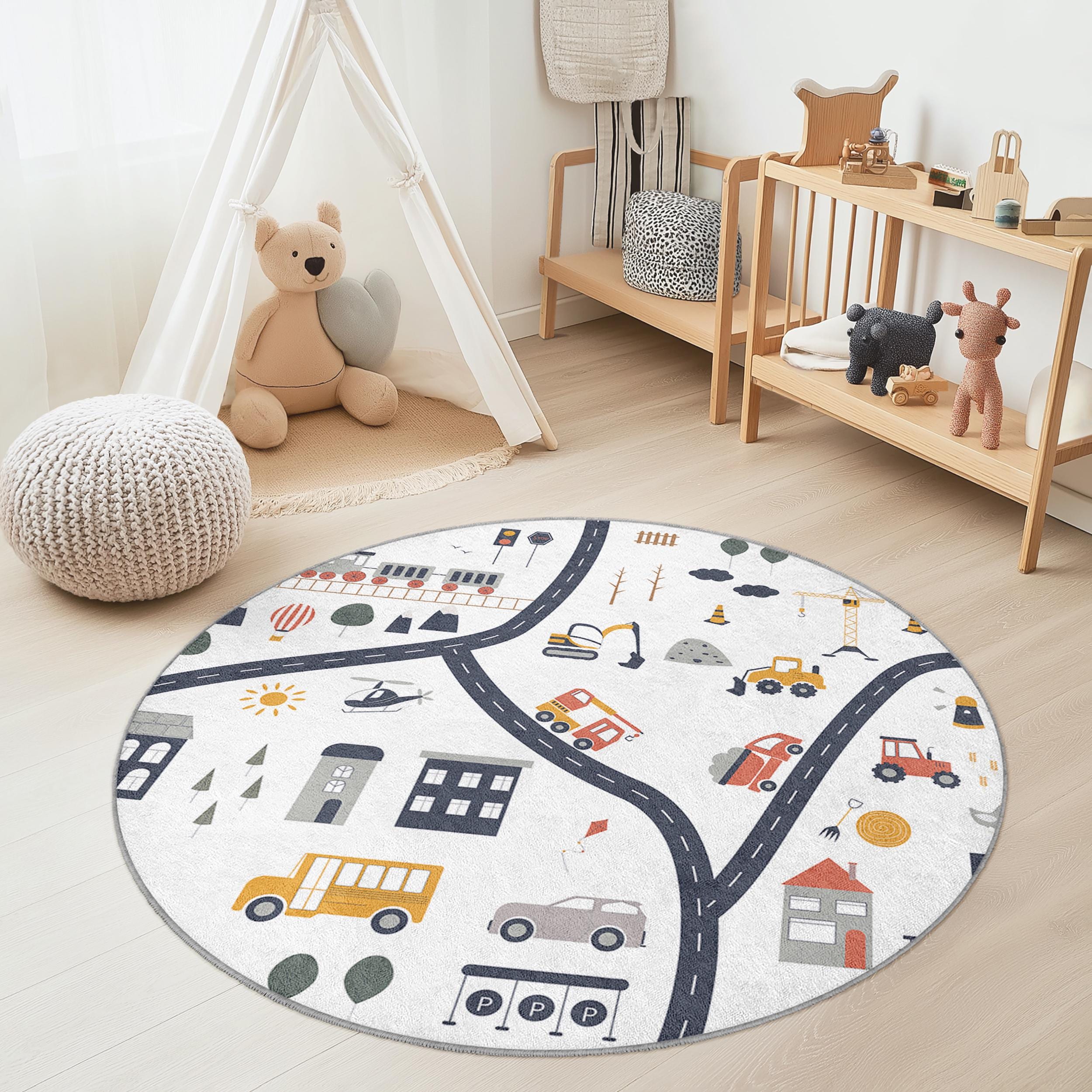 Road map children's rug Multicolored ⌀150cm
