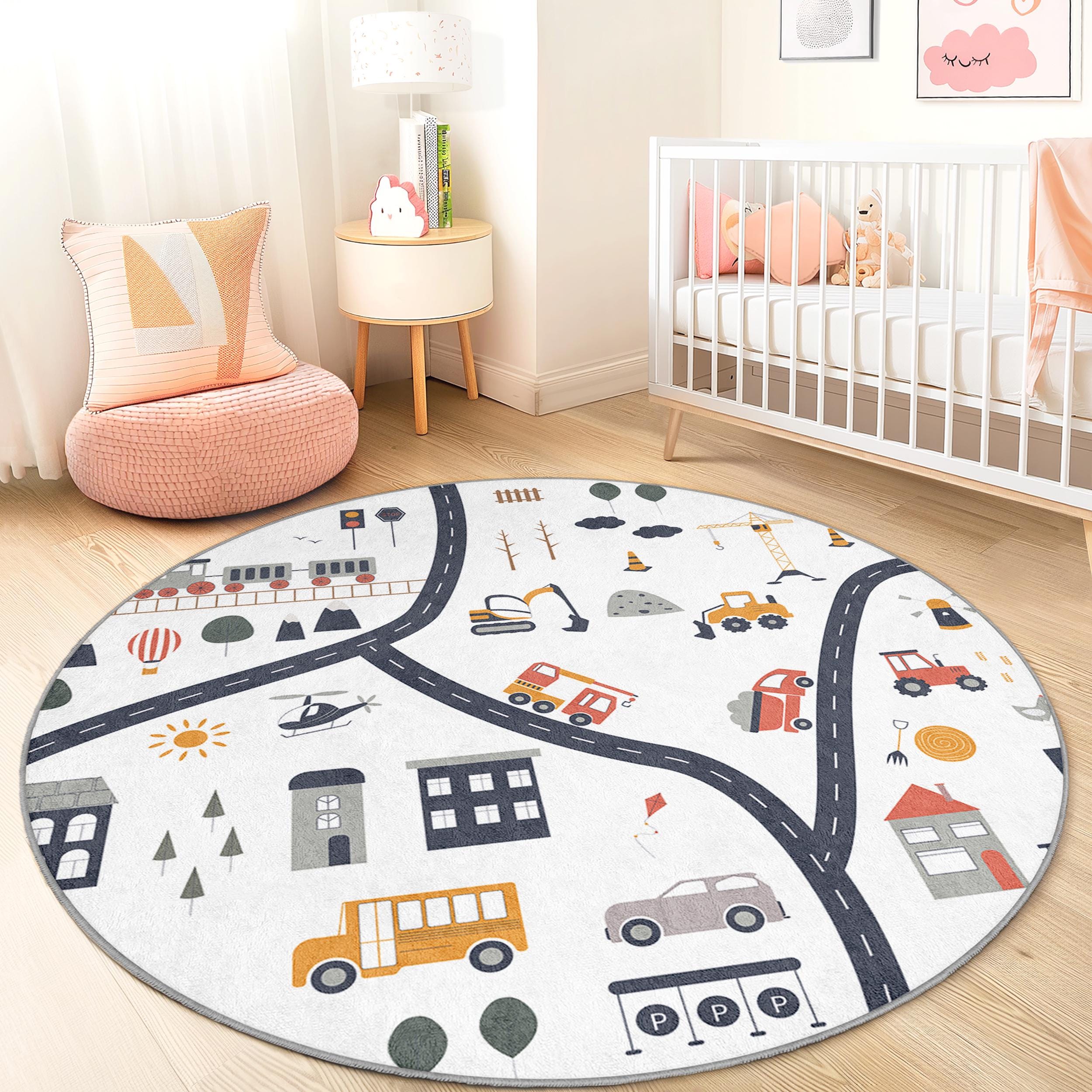 Road map children's rug Multicolored ⌀150cm