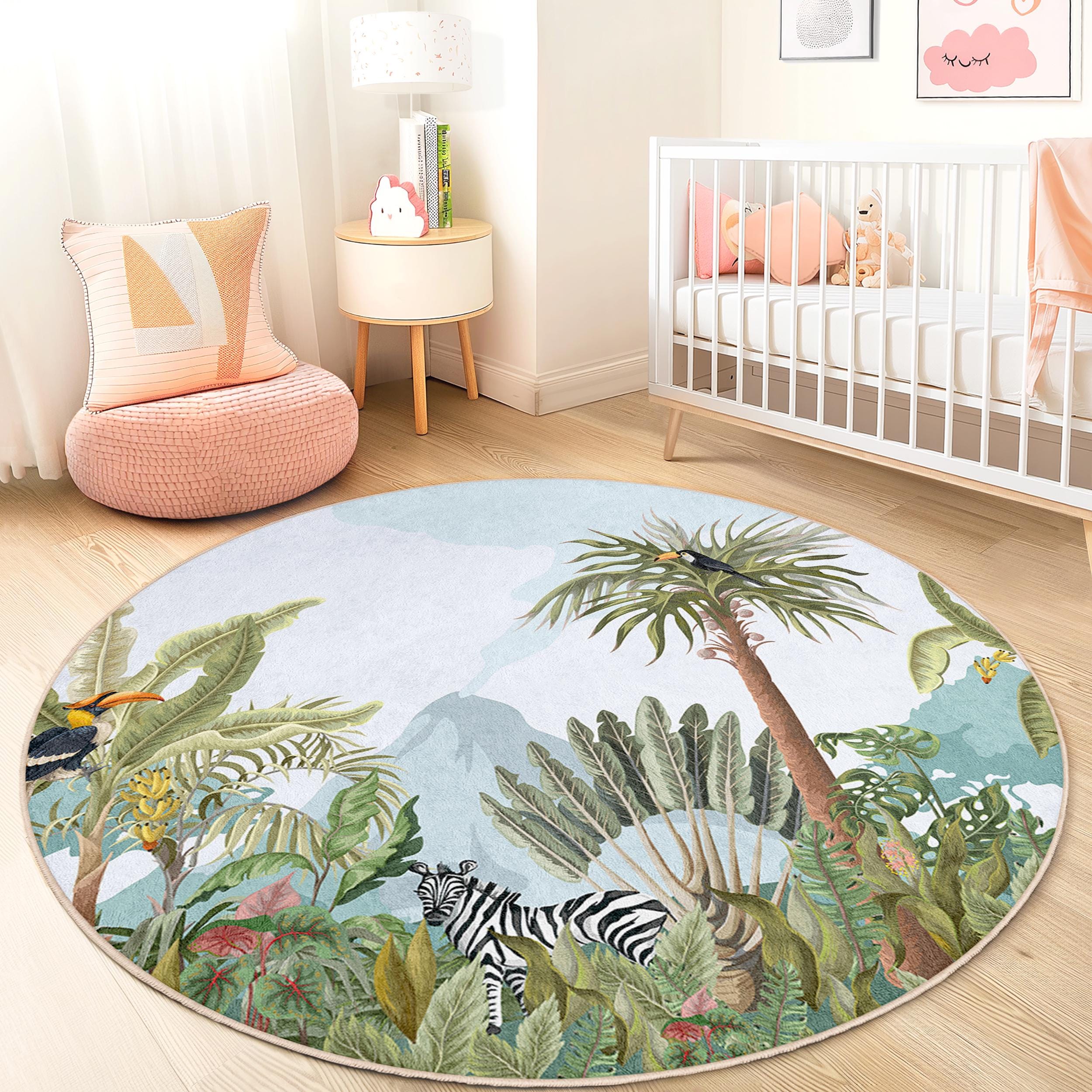 Tropical Jungle Children's Rug Multicolor ⌀180cm