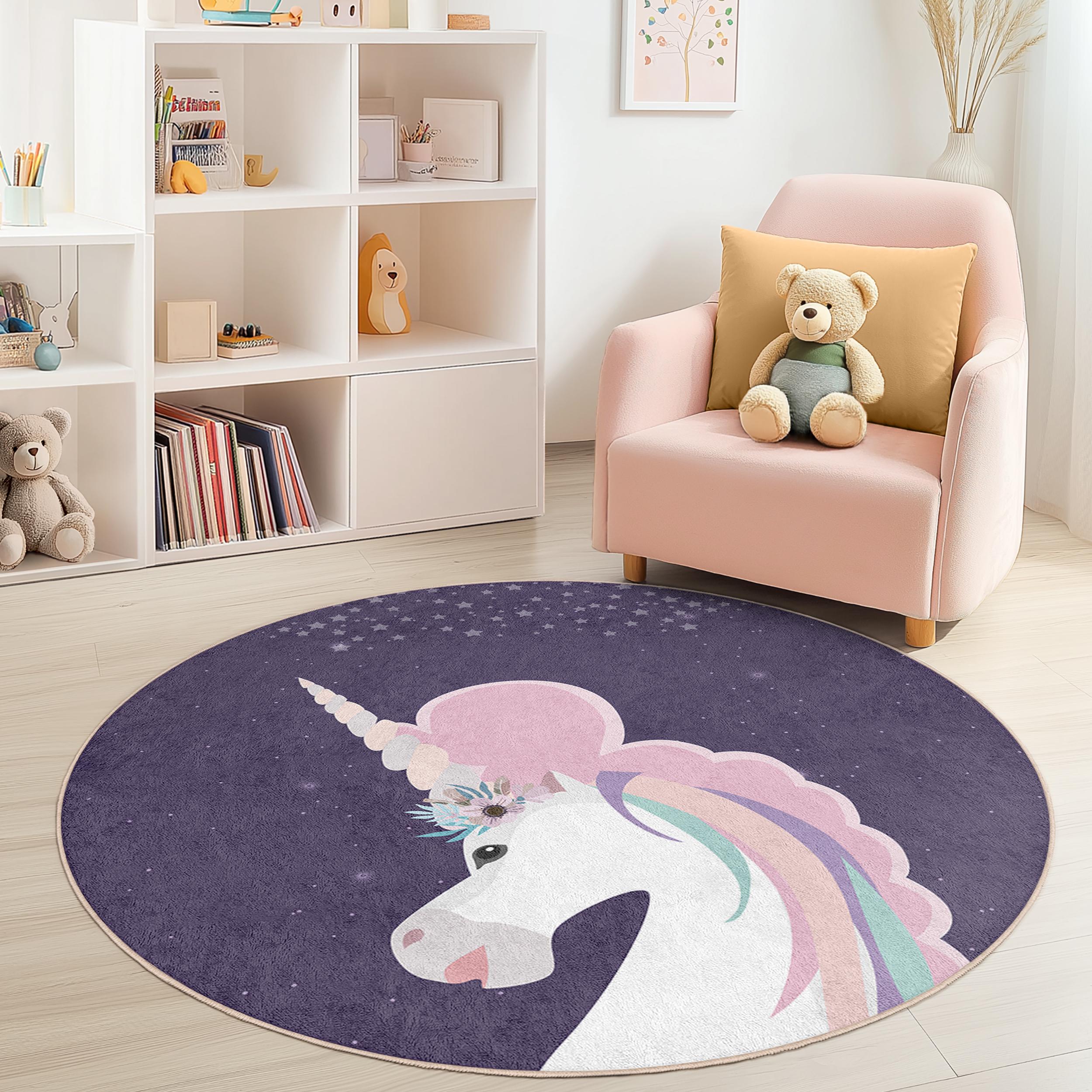 Magical Unicorn Children's Rug Multicoloured ⌀150cm