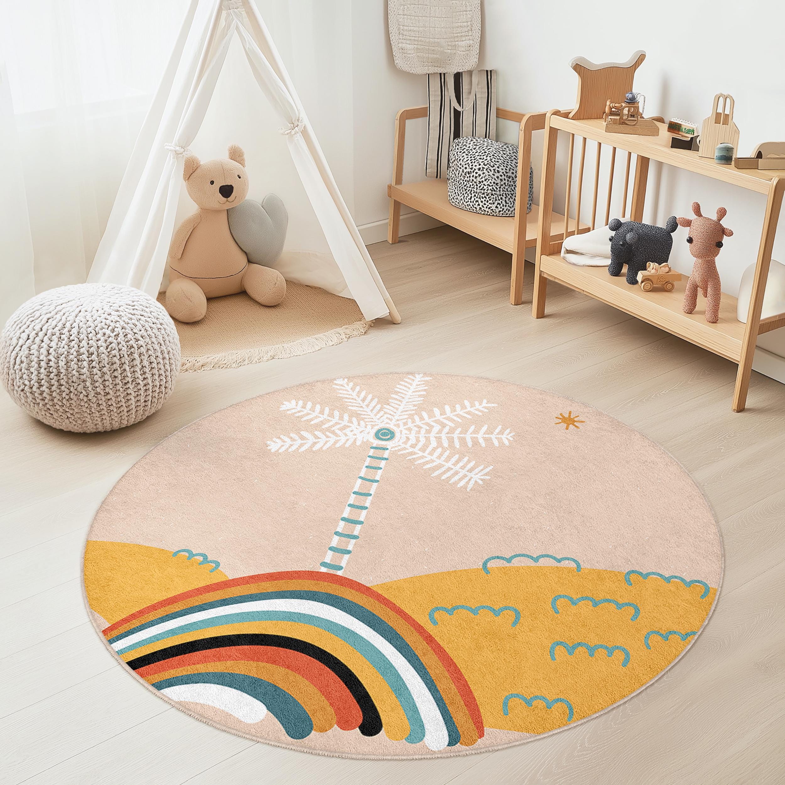 Regenbogen Kinderteppich Mehrfarbig ⌀180cm