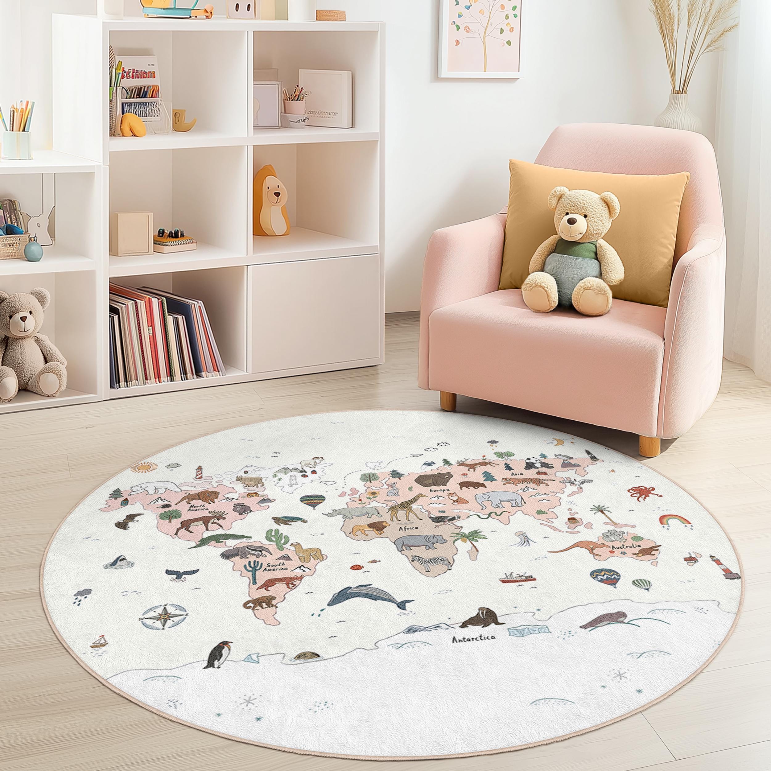 World map children's rug Multicolored ⌀150cm