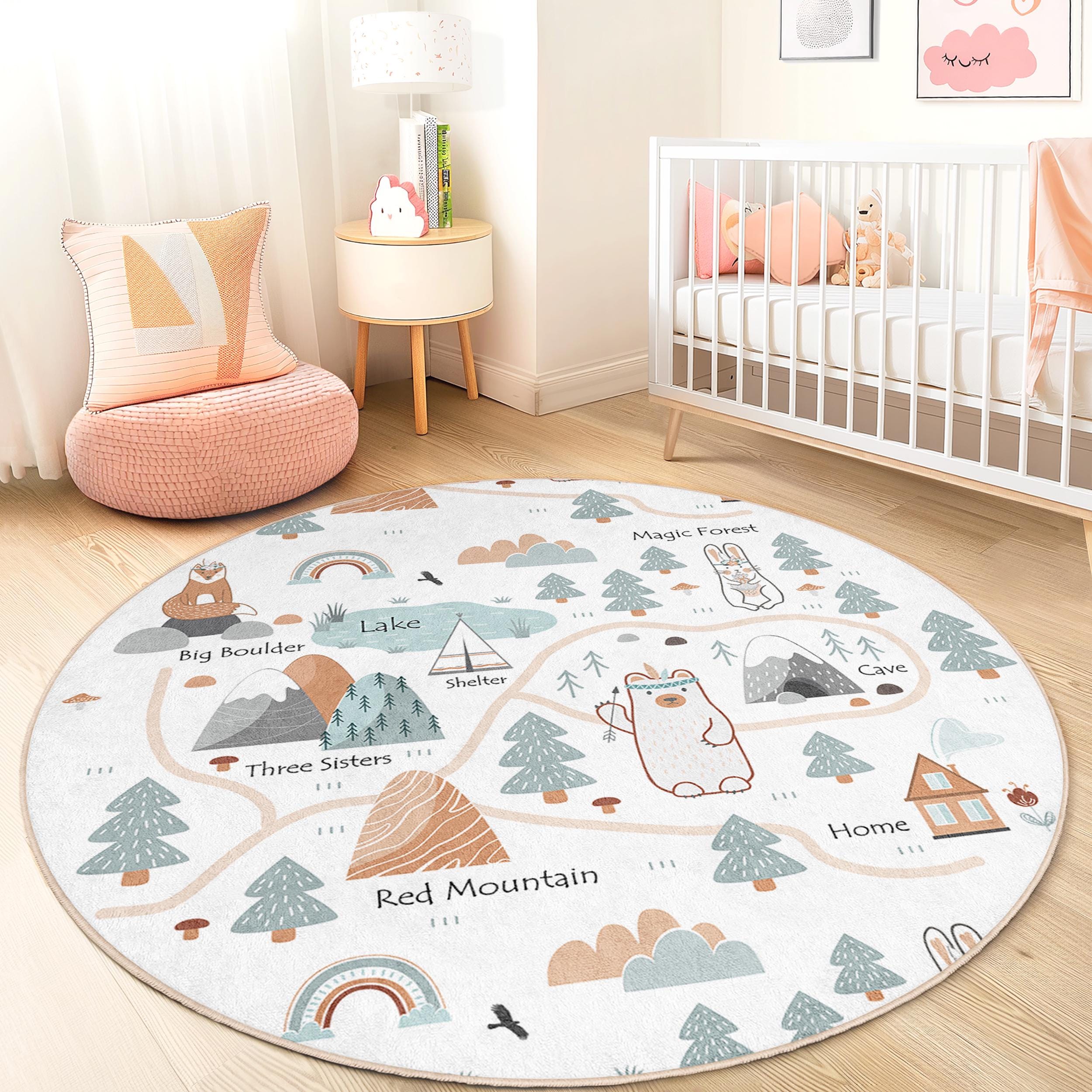 Zauberwald Kinderteppich Mehrfarbig ⌀120cm
