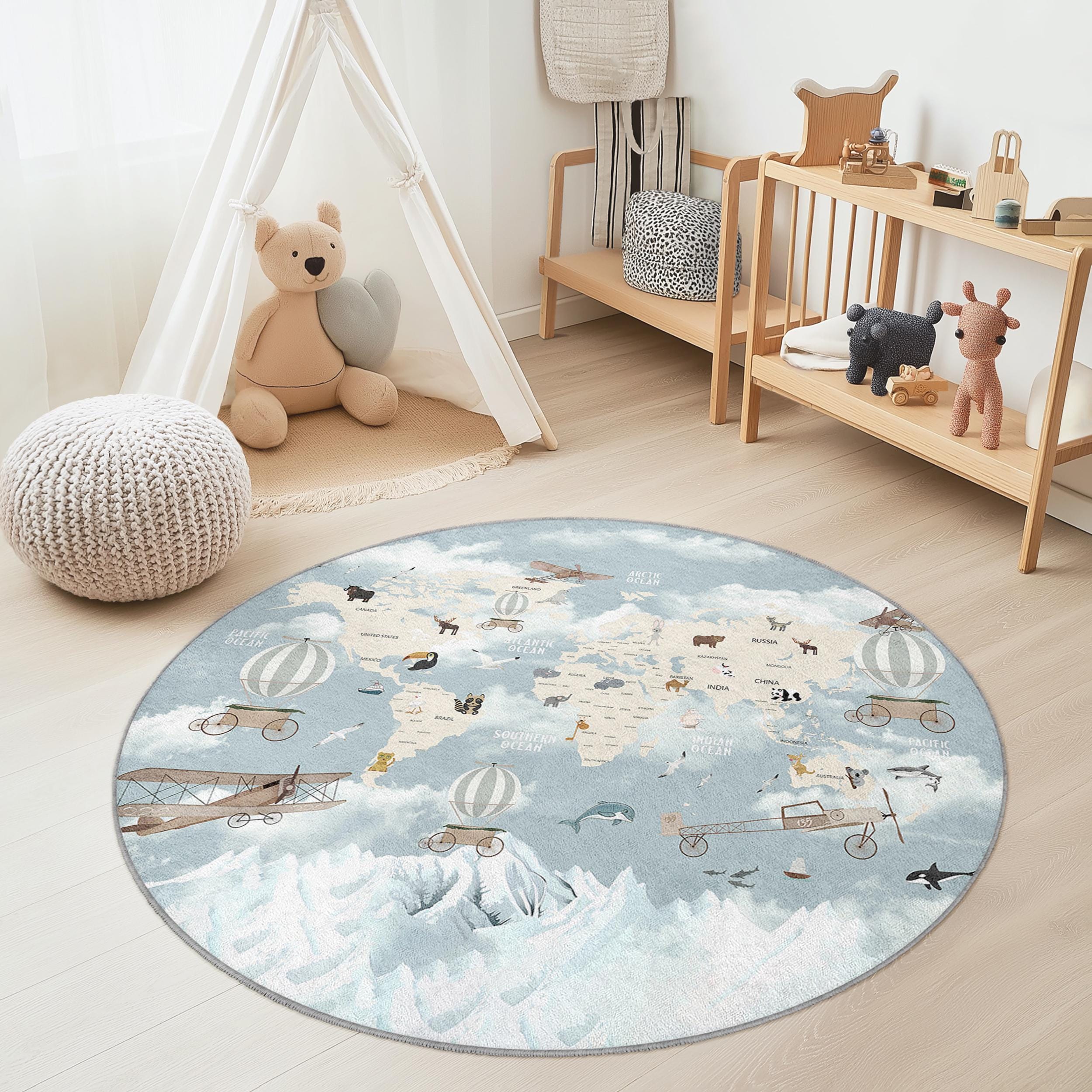 World map children's rug Multicolored ⌀180cm