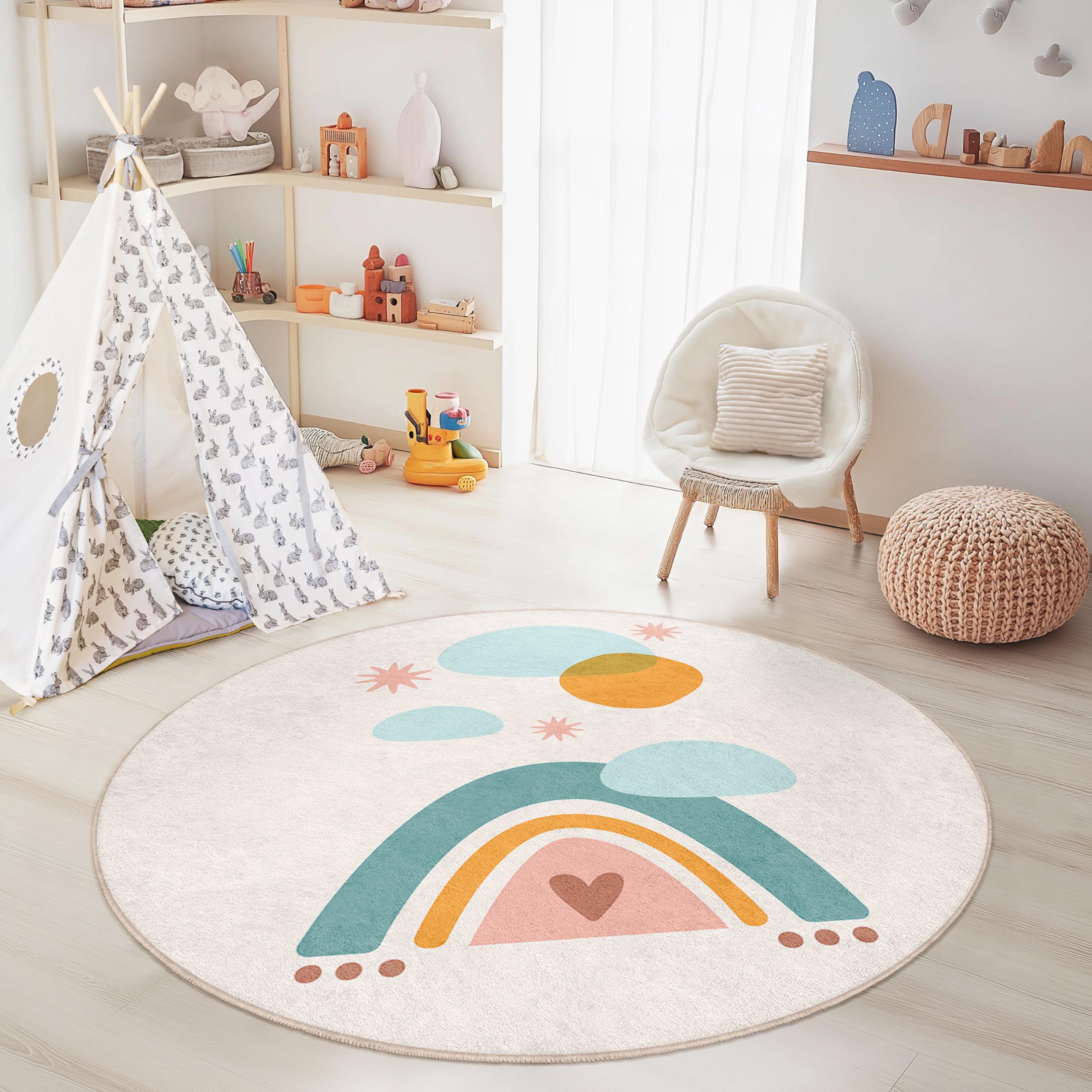 Regenbogen Kinderteppich Mehrfarbig Ø180cm