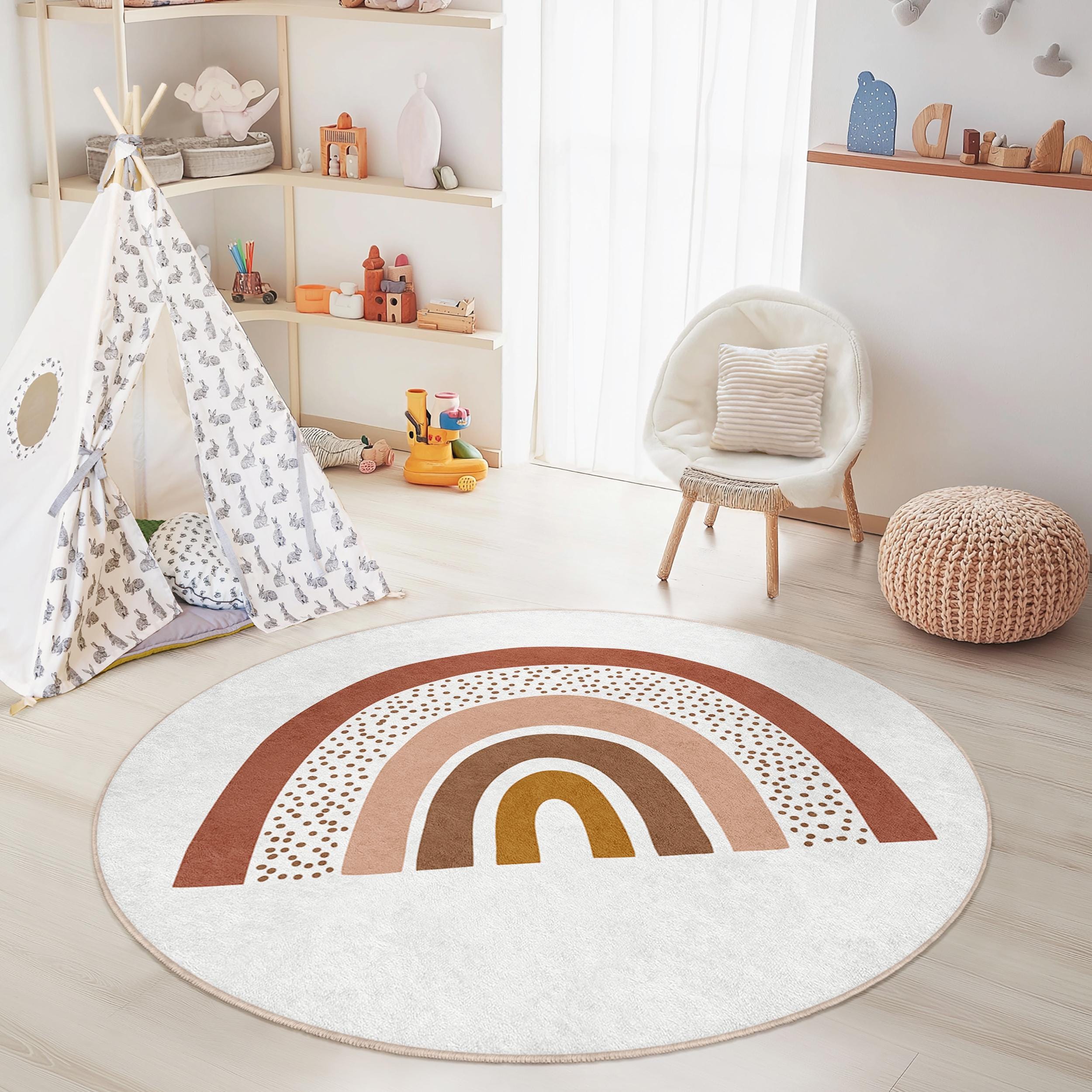 Regenbogen Kinderteppich Mehrfarbig Ø150cm