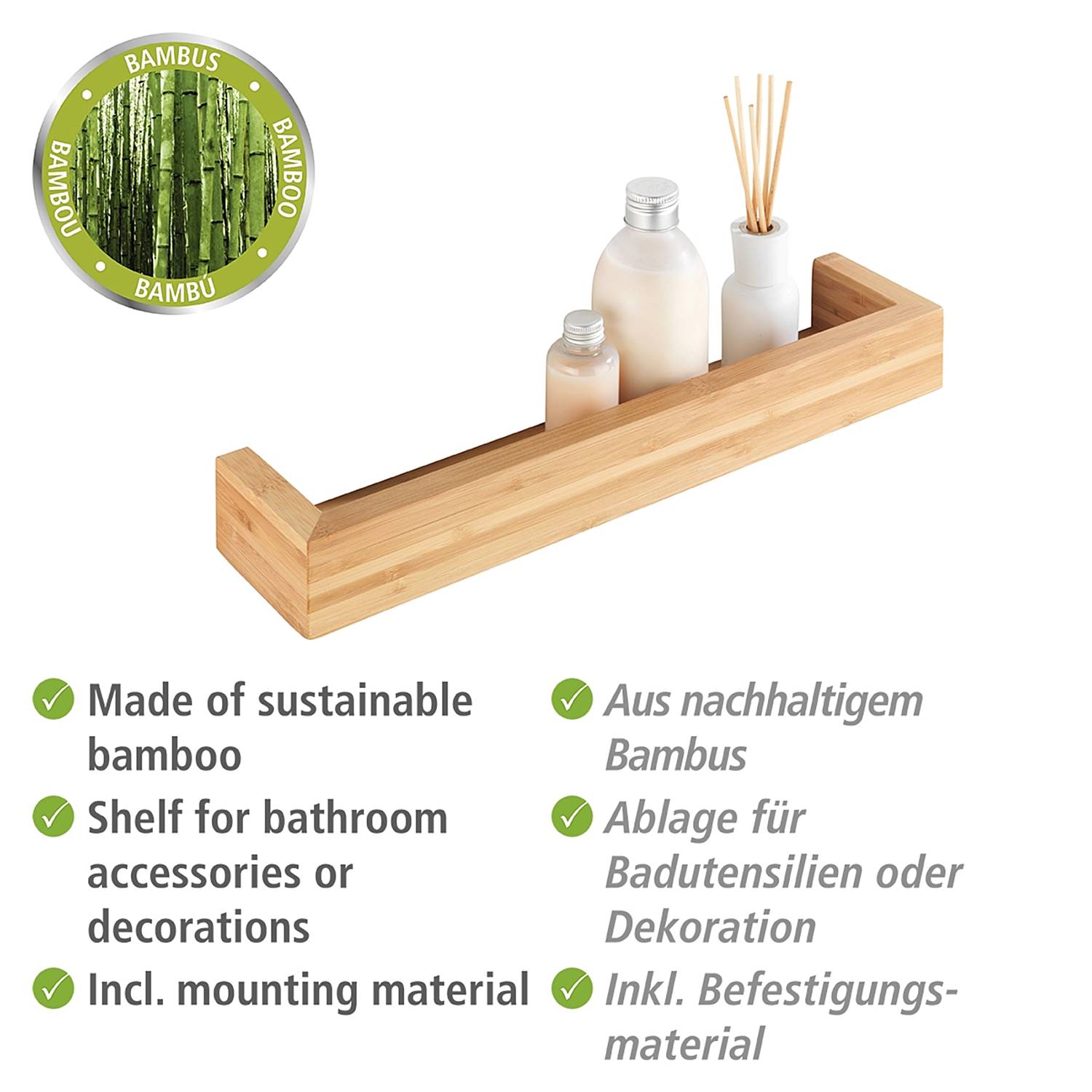 Bambusa Wall Shelf Bamboo Brown