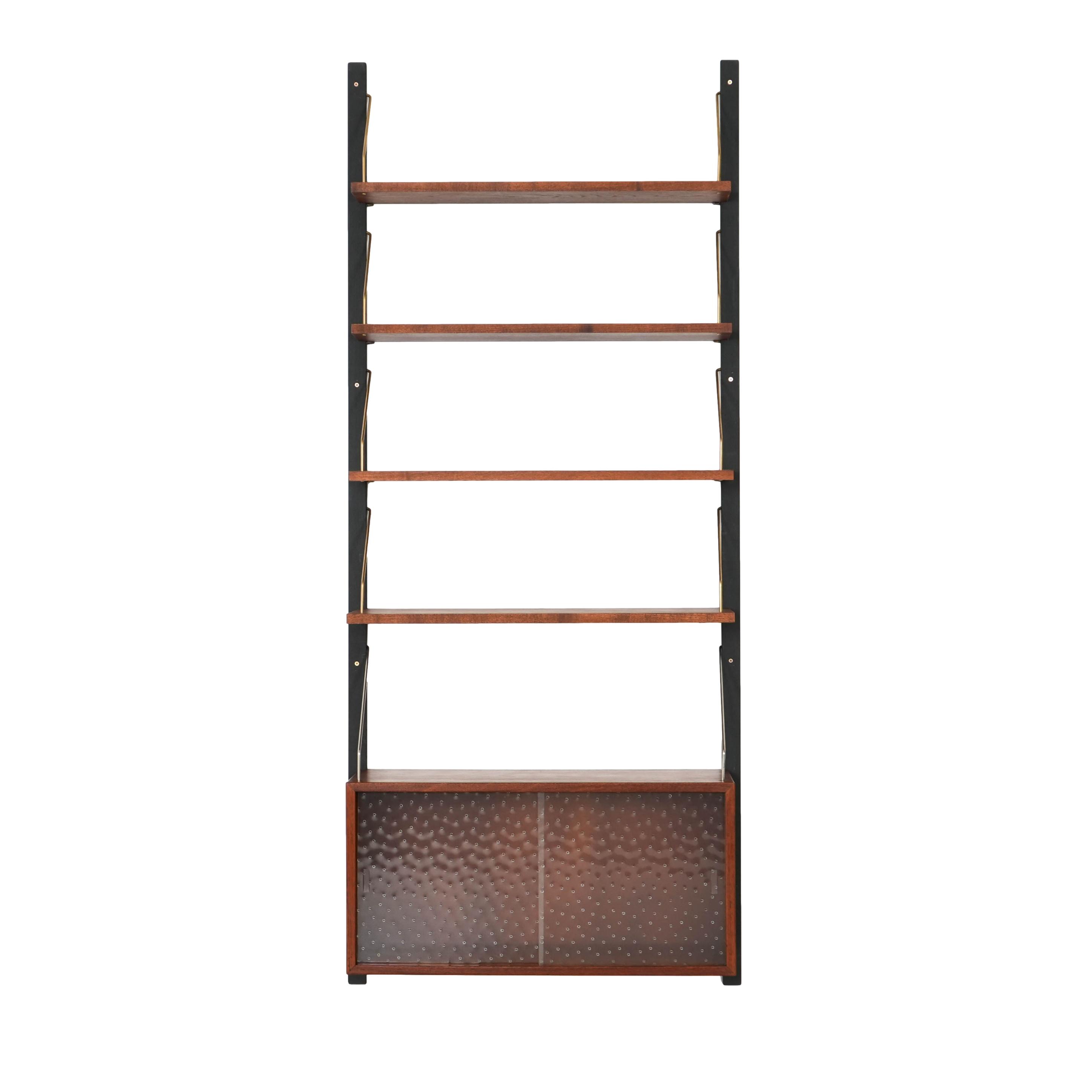 Mobile a parete in teak marrone anni '60