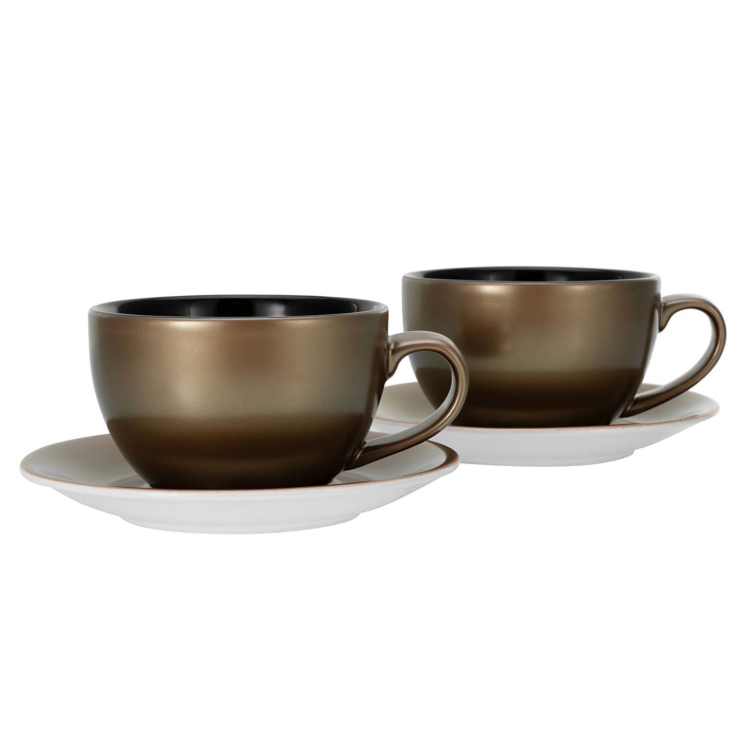 4-Teilig Golden Days Cappuccinotassen Steinzeug Schwarz