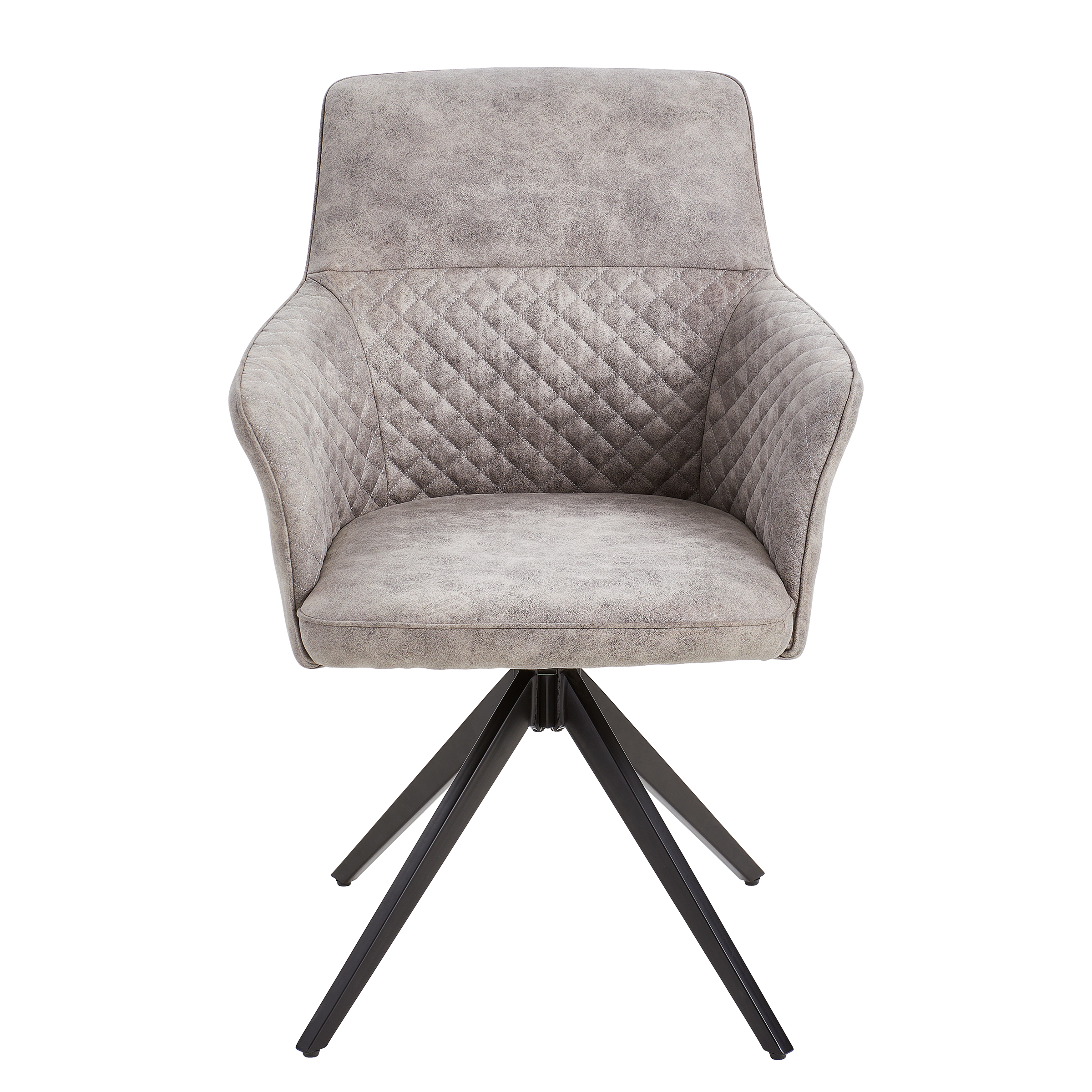 2x YEVOY Swivel Armchair Set Microfiber Iron Gray