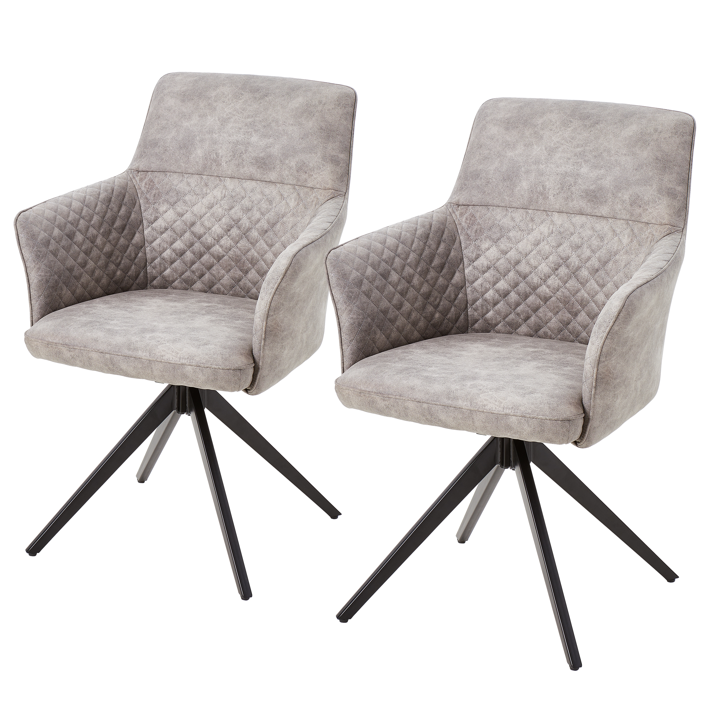 2x YEVOY Swivel Armchair Set Microfiber Iron Gray