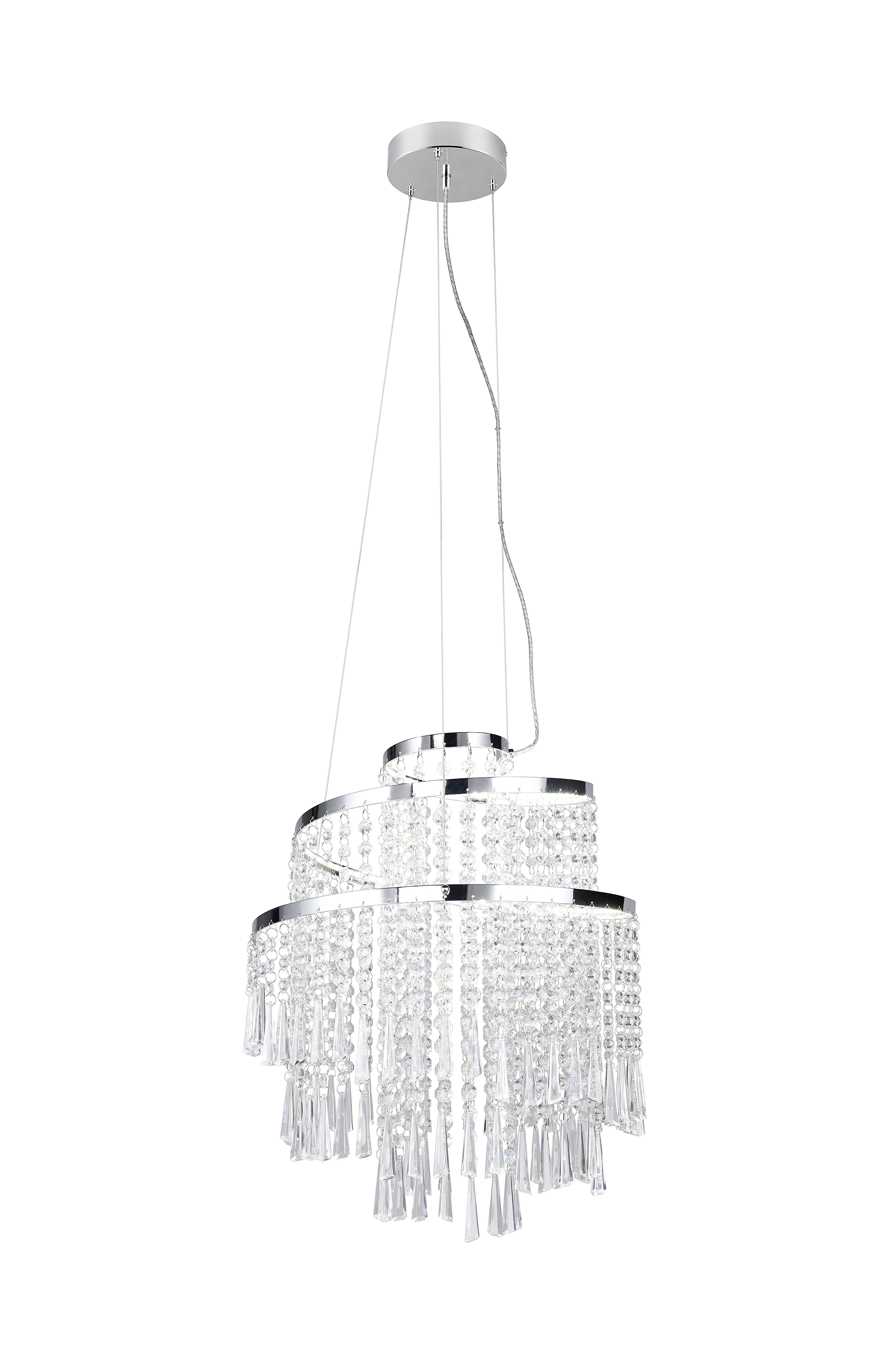 1-Flame Pomp Type A LED Chandelier Iron Acrylic Glass Silver