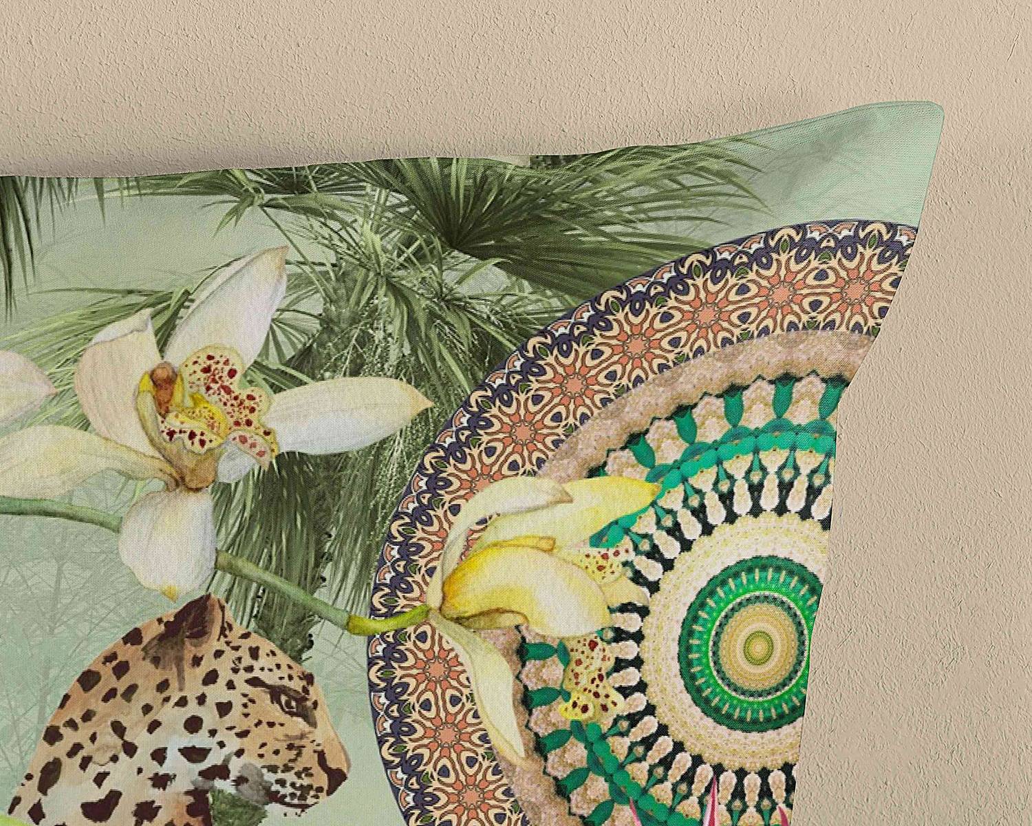 Reinforce Abhita Cotton/Satin Green Bedding 200x200cm+2