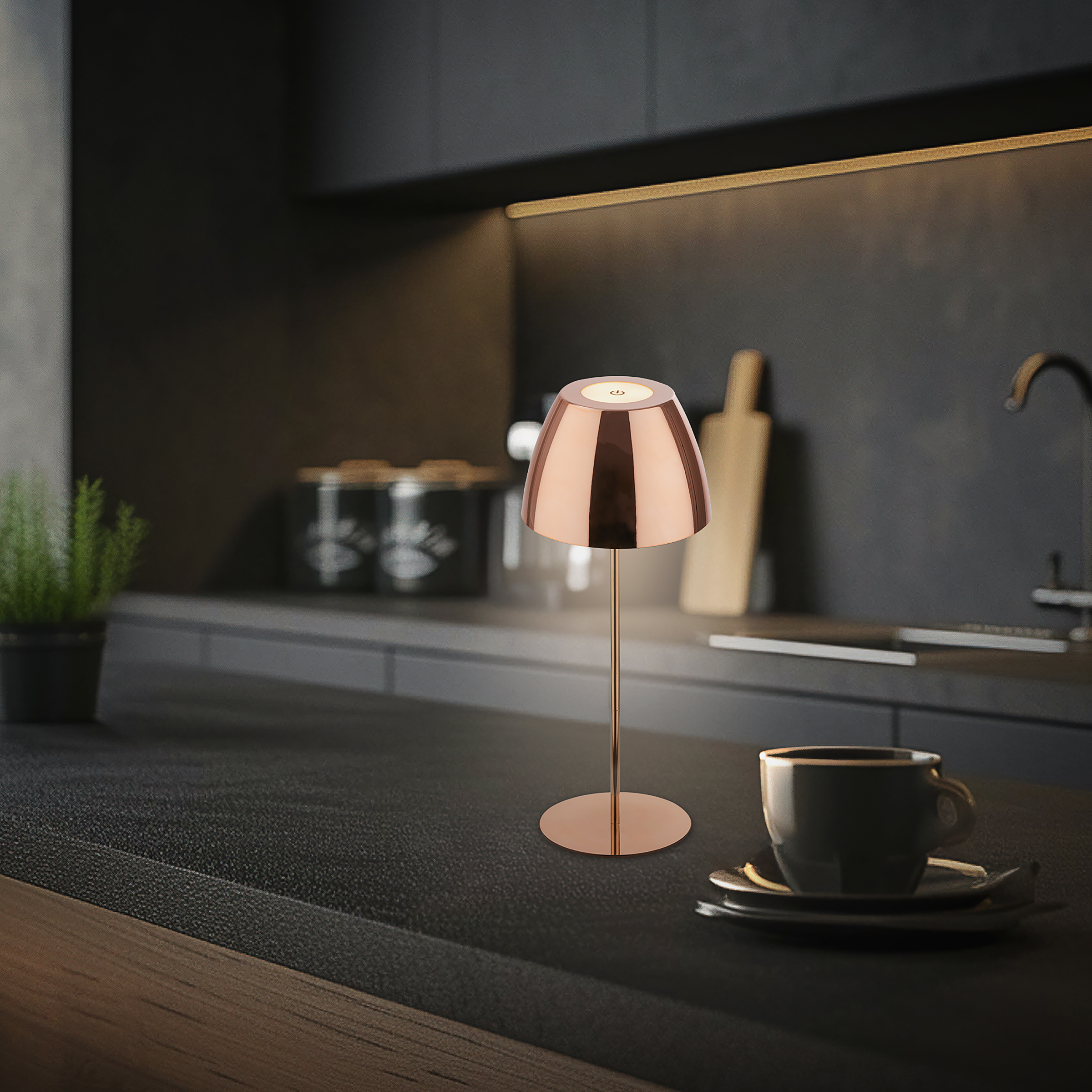 Serina LED Rechargeable Table Lamp Copper