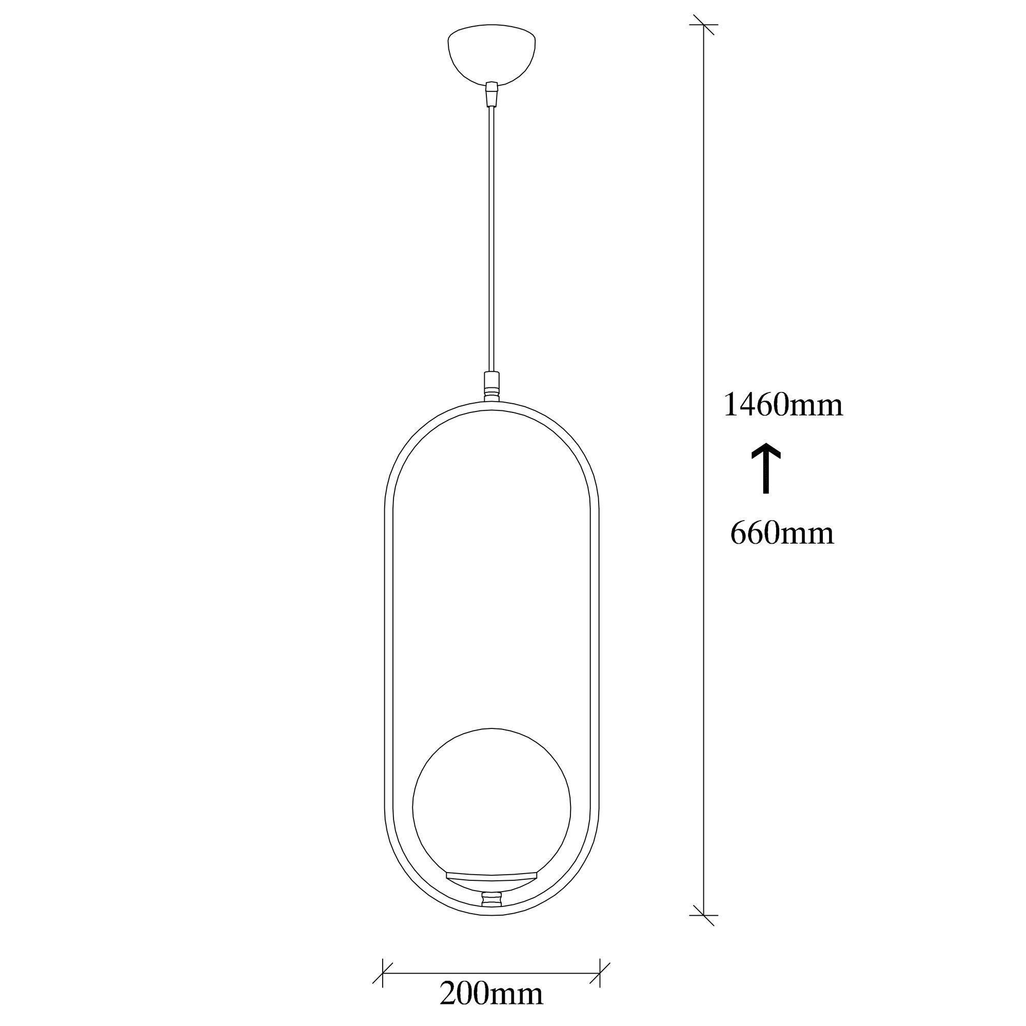 Mudoni MR-837 Hängeleuchte Eisen Glas Schwarz