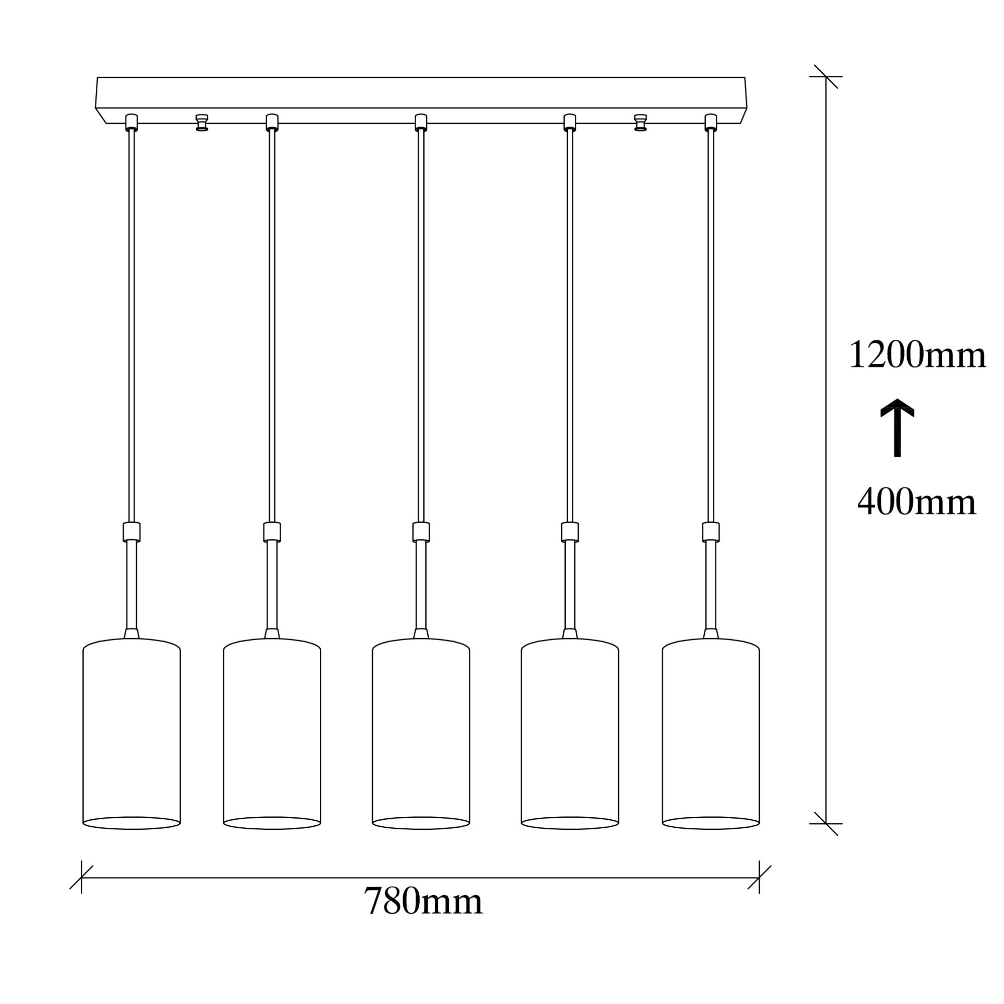 5-Flame Kem 6386 Pendant Lamp Iron Black