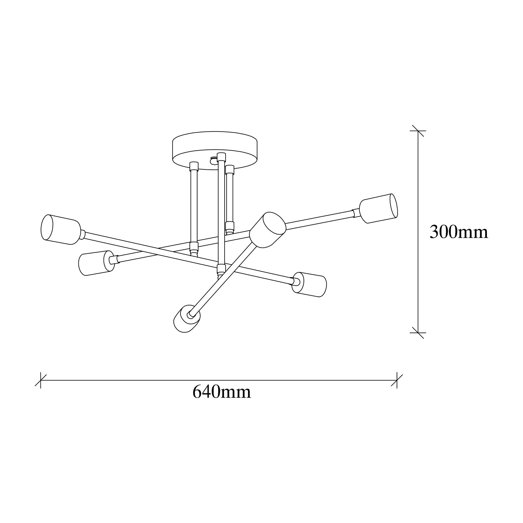 6-Burner Flower 174-AV Ceiling Lamp Iron Black
