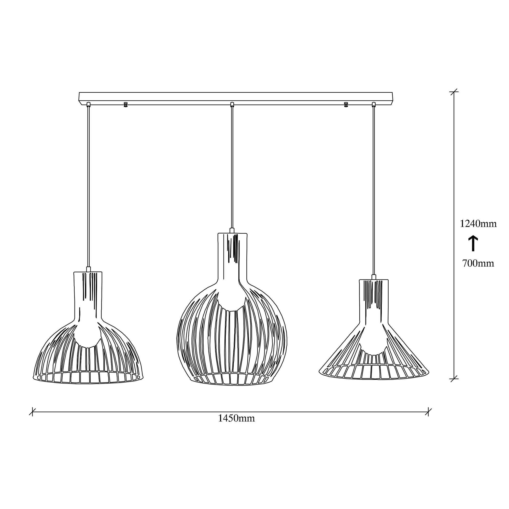 3-Flame Fellini pendant lamp MR-768 Iron Black