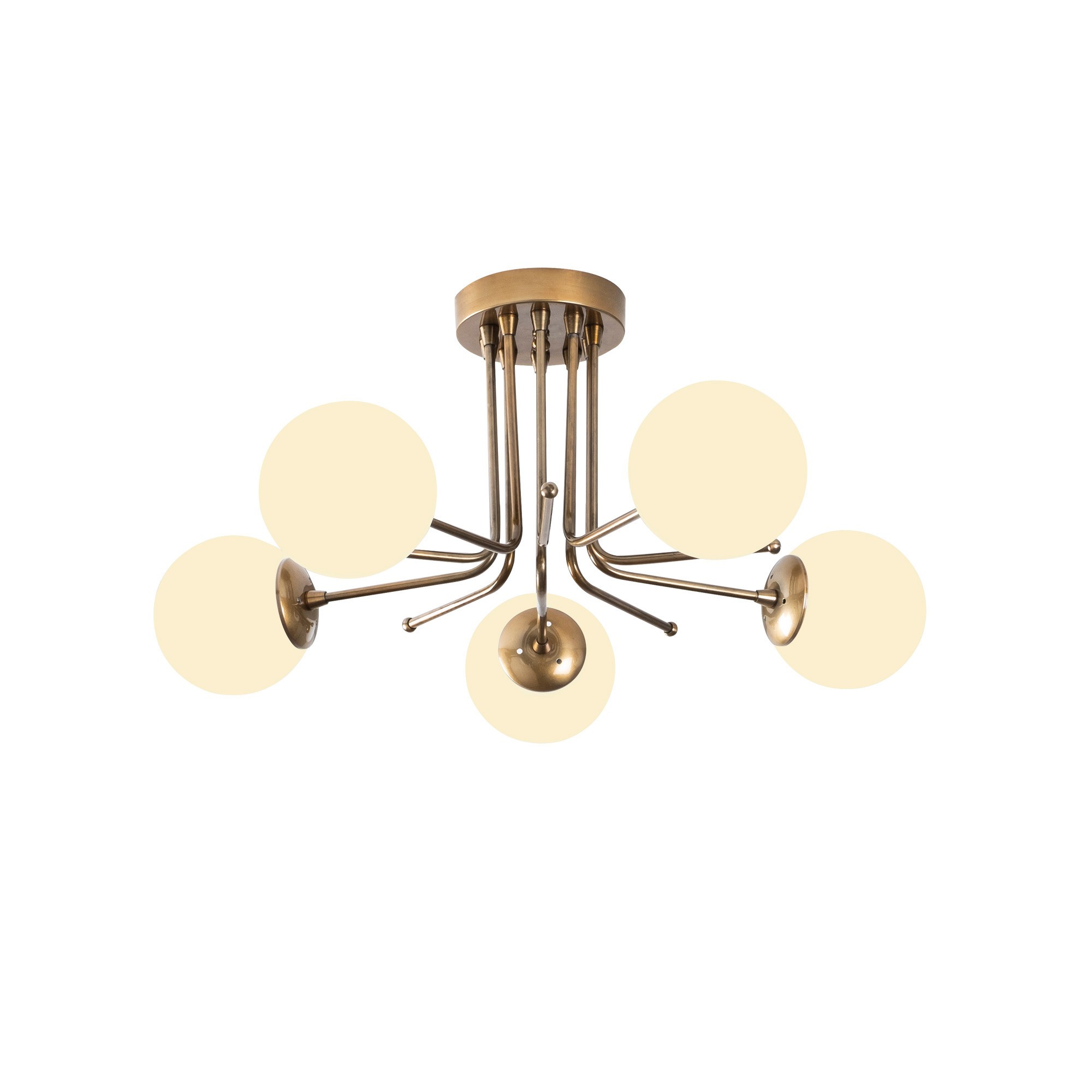 5-Flame Daisy Pendant Lamp 146-AV2 Iron Glass Gold