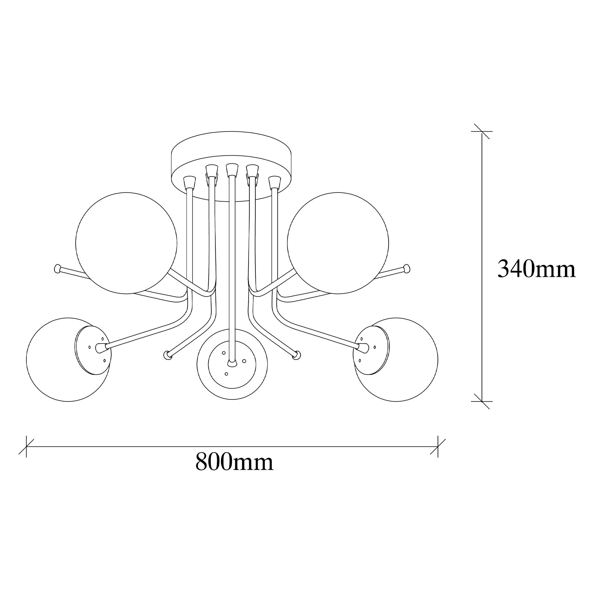 5-Flame Daisy Pendant Lamp 146-AV2 Iron Glass Gold
