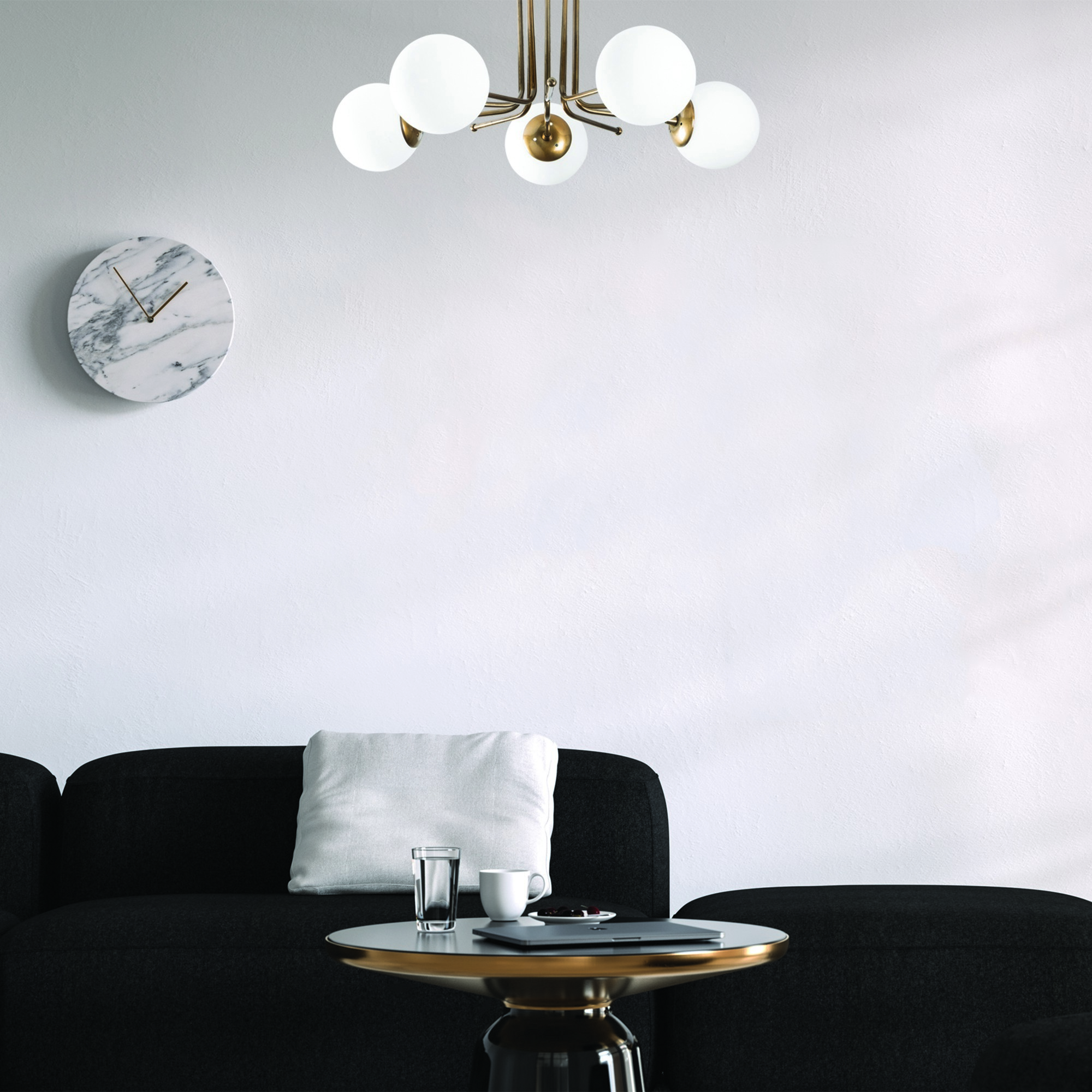 5-Flame Daisy Pendant Lamp 146-AV2 Iron Glass Gold