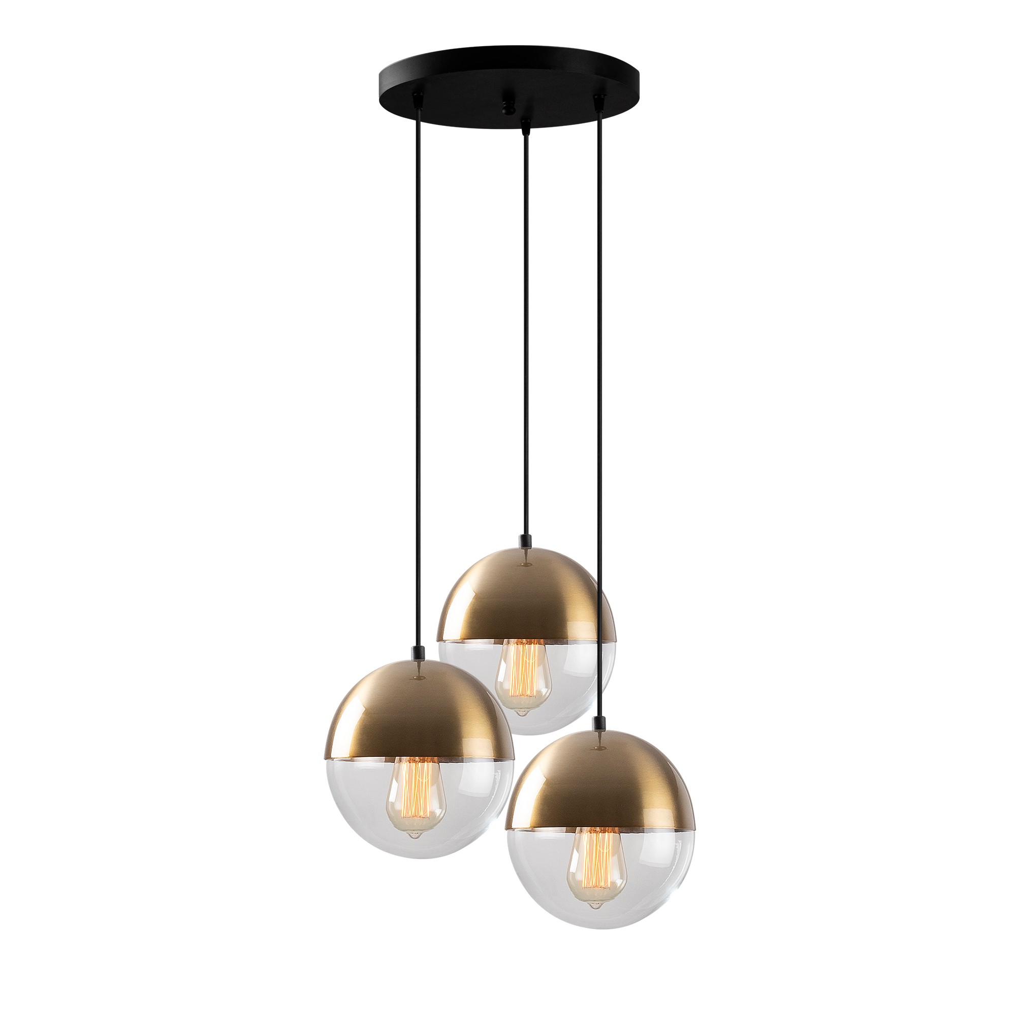 3-Flammig Bastos Pendant Lamp Metal Glass Gold