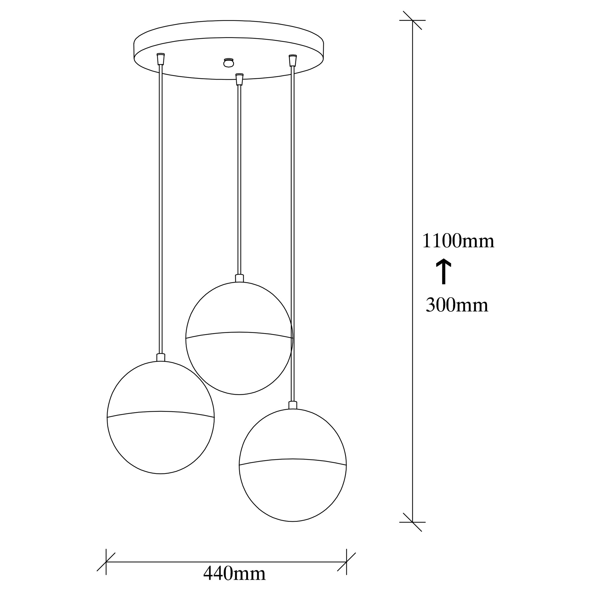 3-Flammig Bastos Pendant Lamp Metal Glass Gold