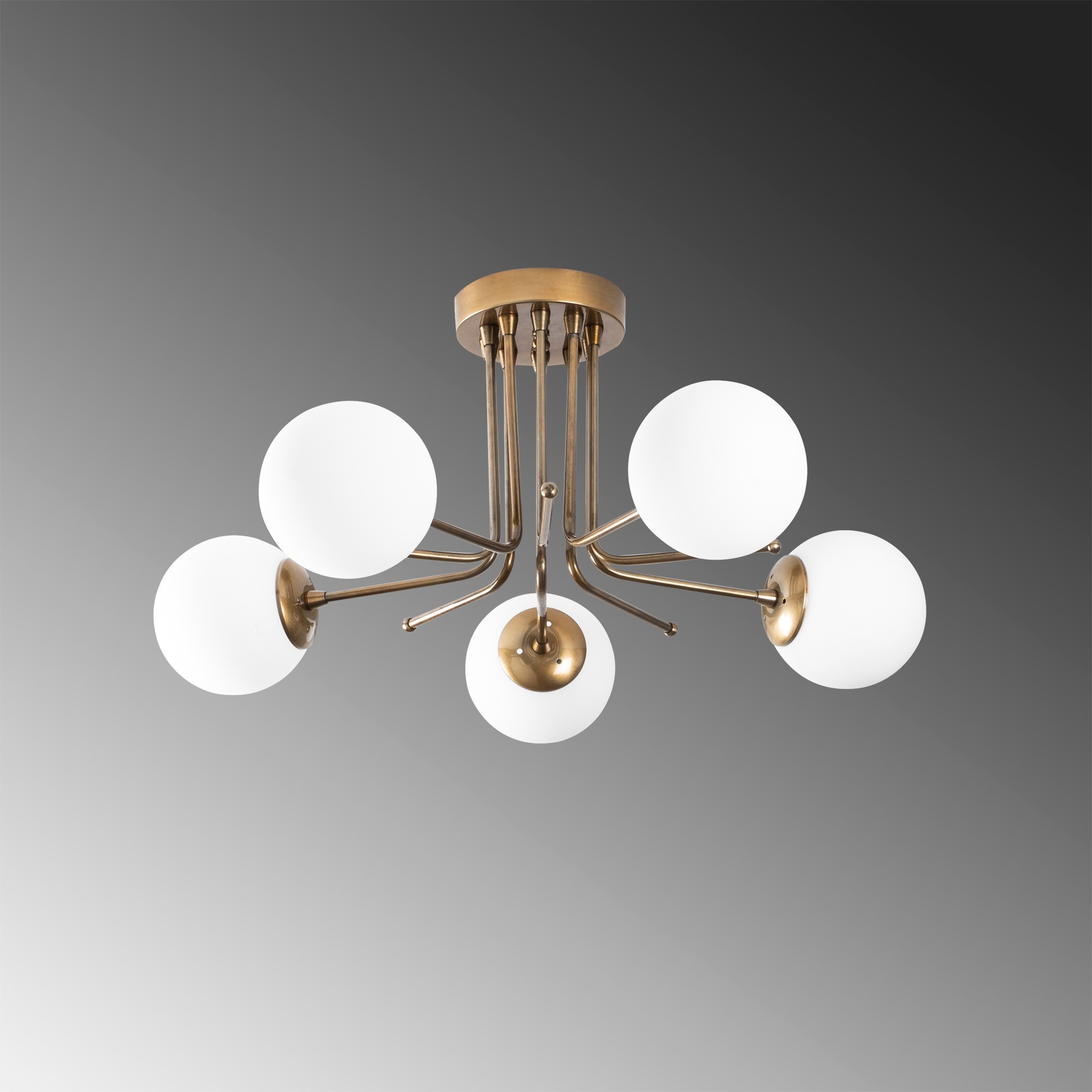 5-Flammig Daisy Hängelampe 146-AV2 Eisen Glas Gold