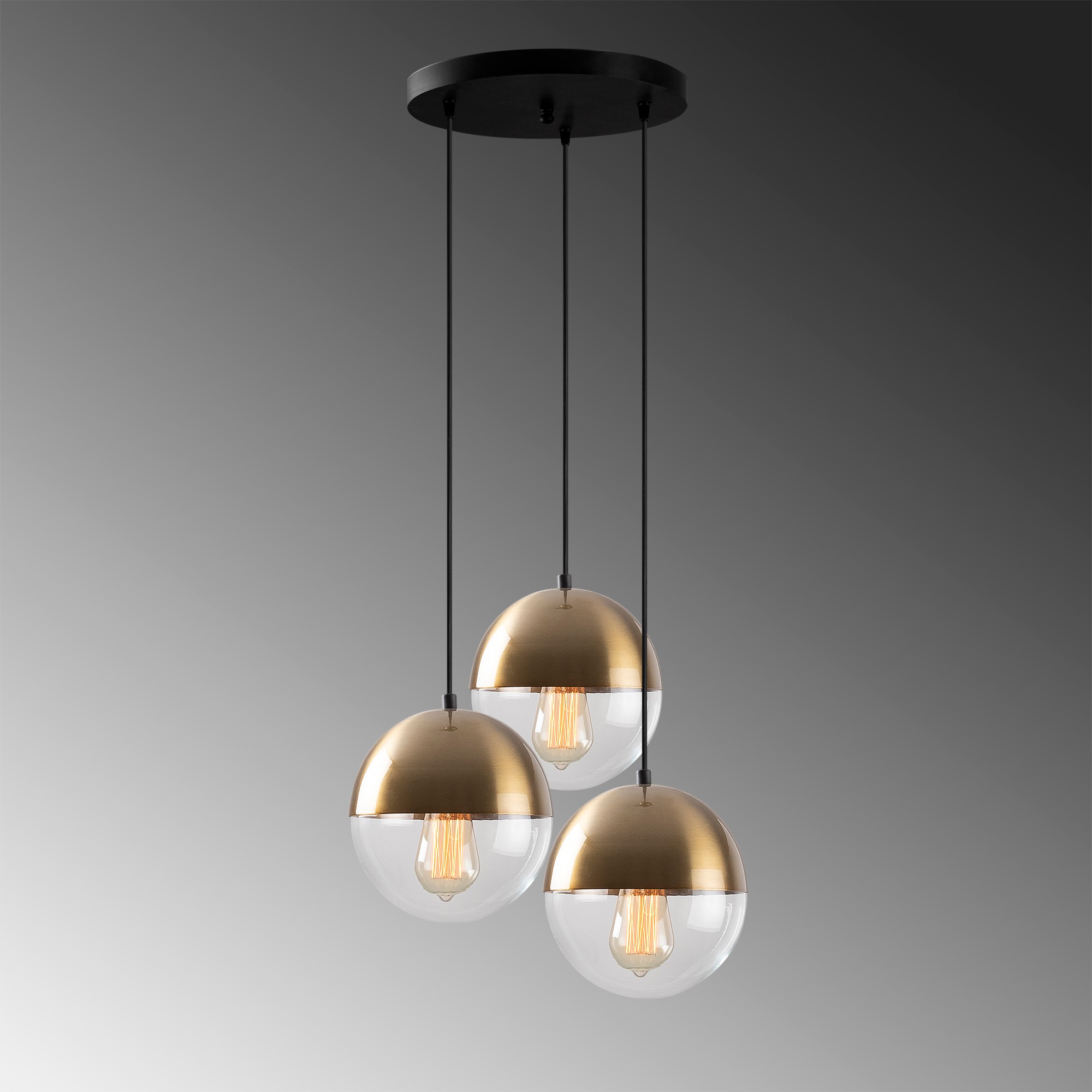 3-Flammig Bastos Hängelampe Metall Glas Gold