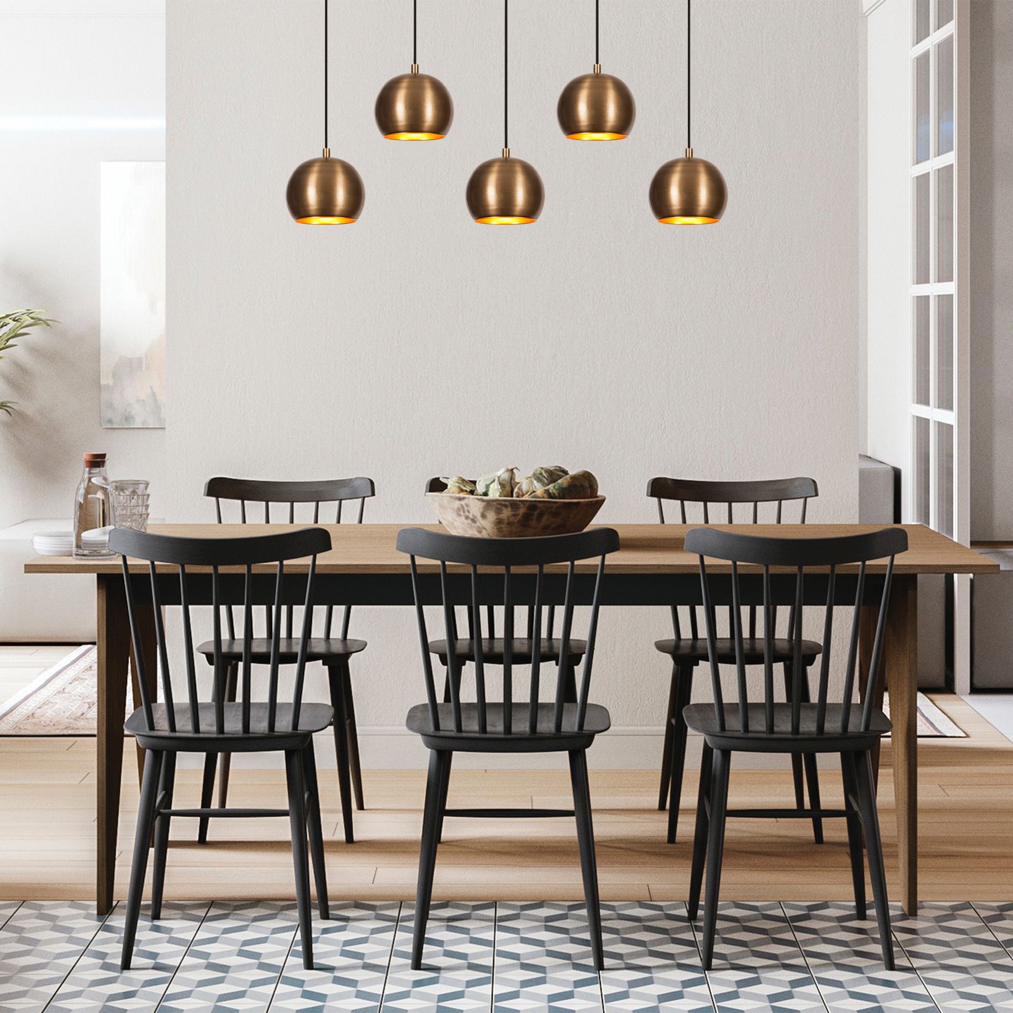 5-Burner Sivani MR-1000 Pendant Lamp Iron Gold