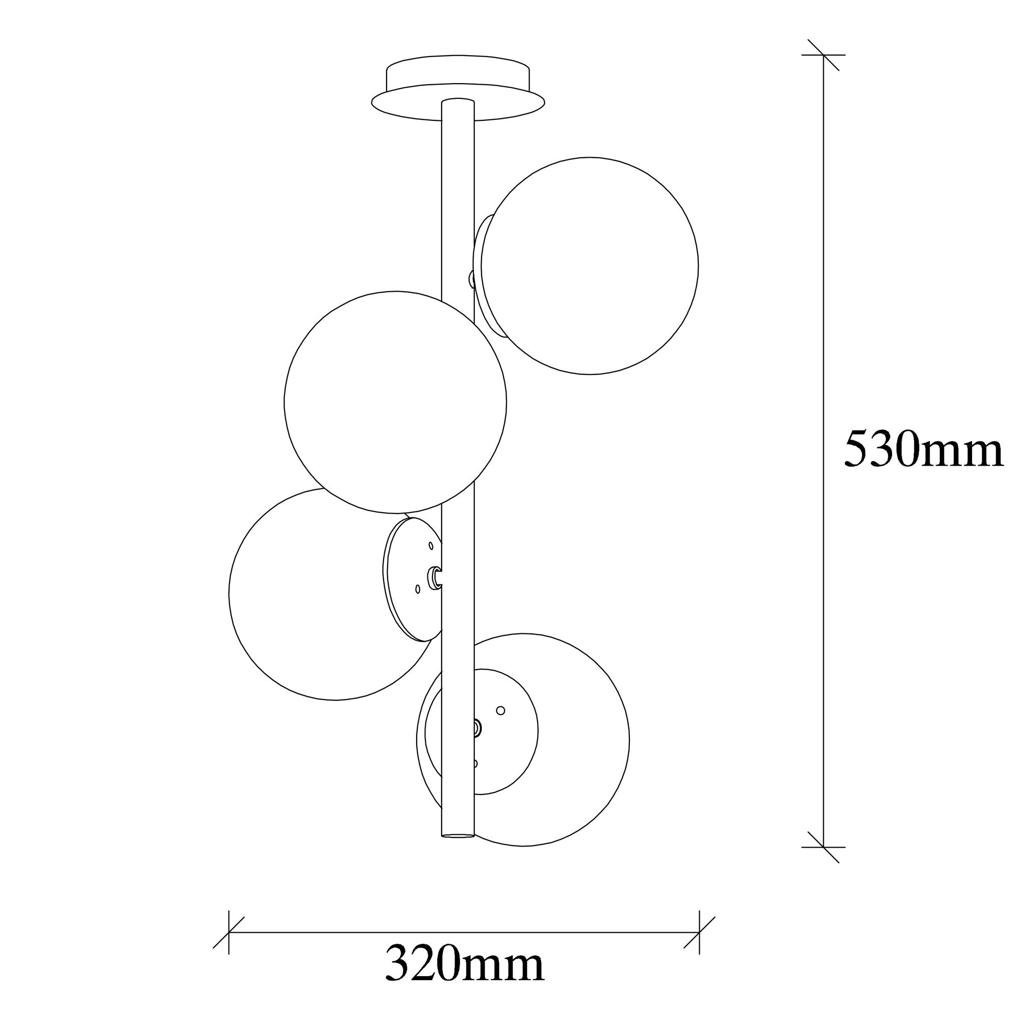 4-Flame Faze NT-138 Ceiling light Metal Glass Gold