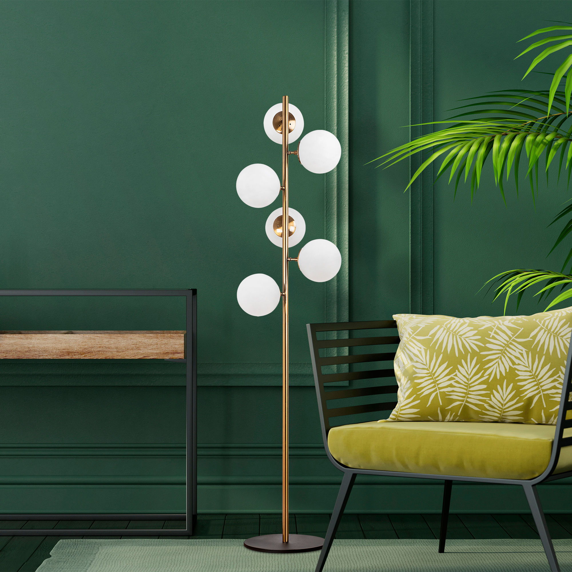 6-Burner Floor lamp Fazli 10510 Metal Glass Gold