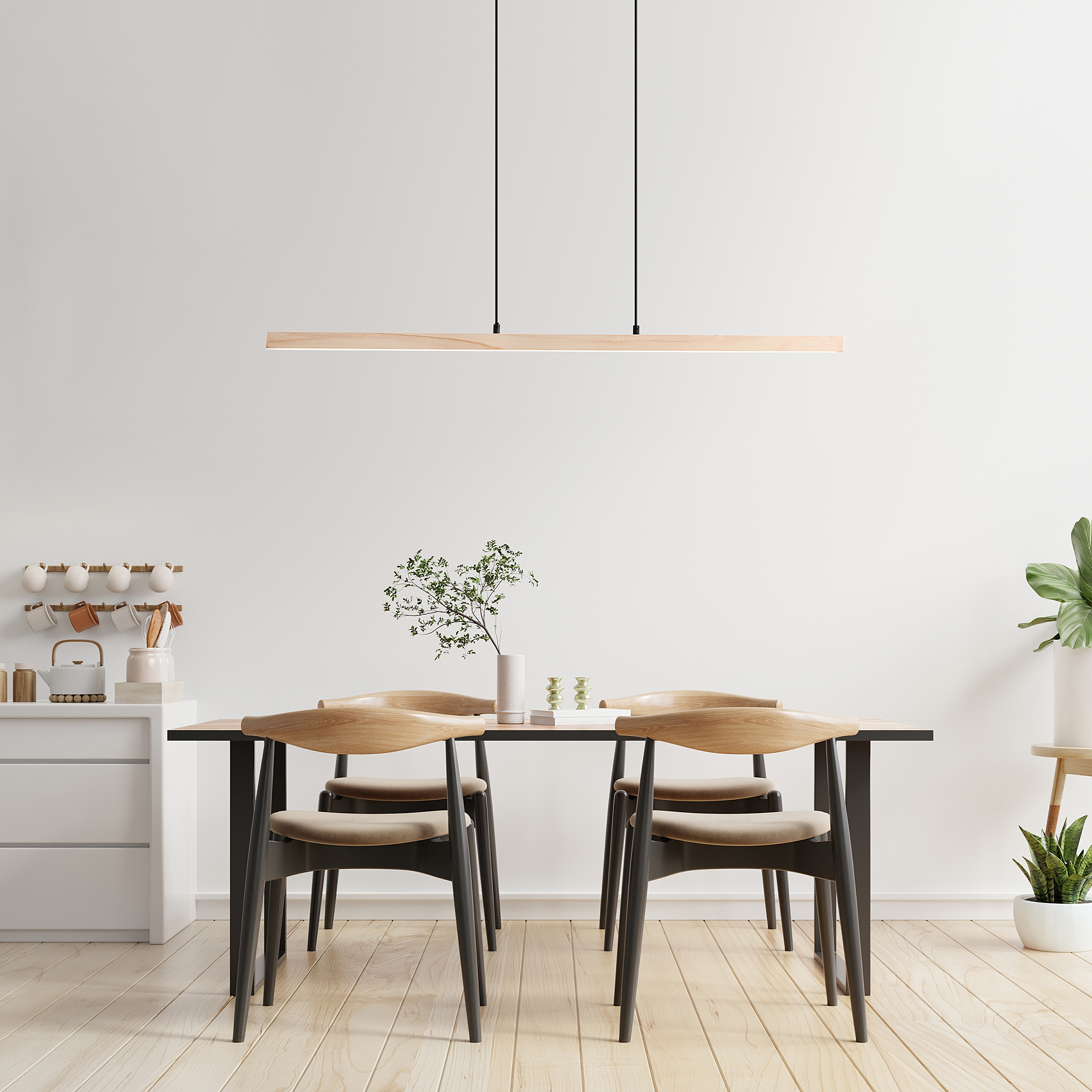 1-Flammig Arion LED-Pendelleuchte Kiefer Teilmassiv Stahl