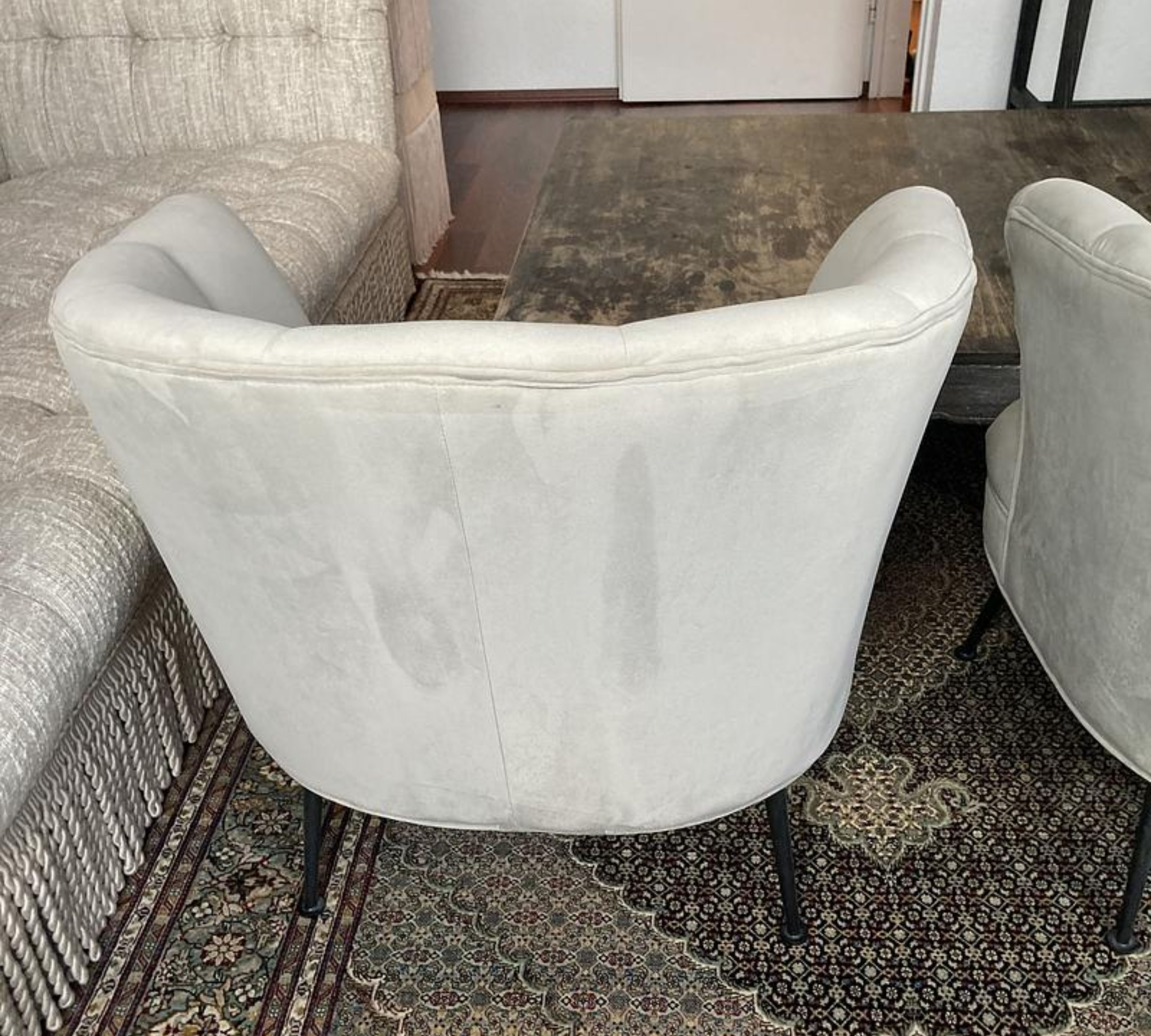 2x Cocktail Chairs Velvet Metal Grey