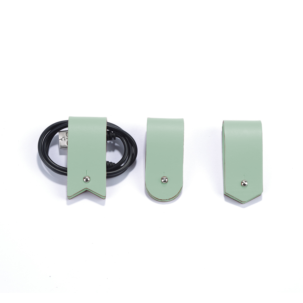 3x Flow Kabelaufbewahrung 100% Recyceltes Leder Mint